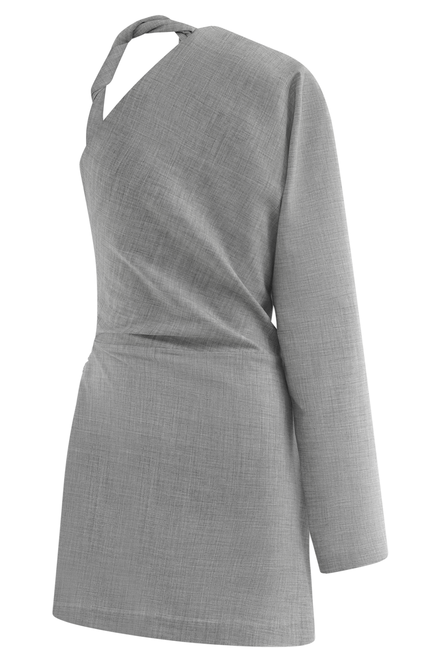 Dorian Twist Shoulder Mini Dress - Charcoal Marle - Image 8