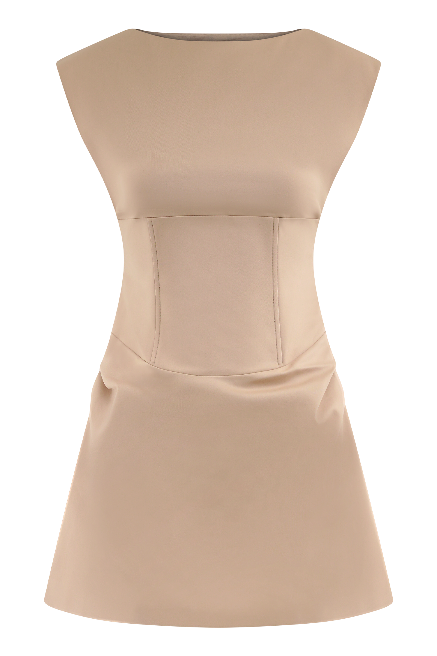 Doris Sleeveless Mini Dress - Camel - Image 9