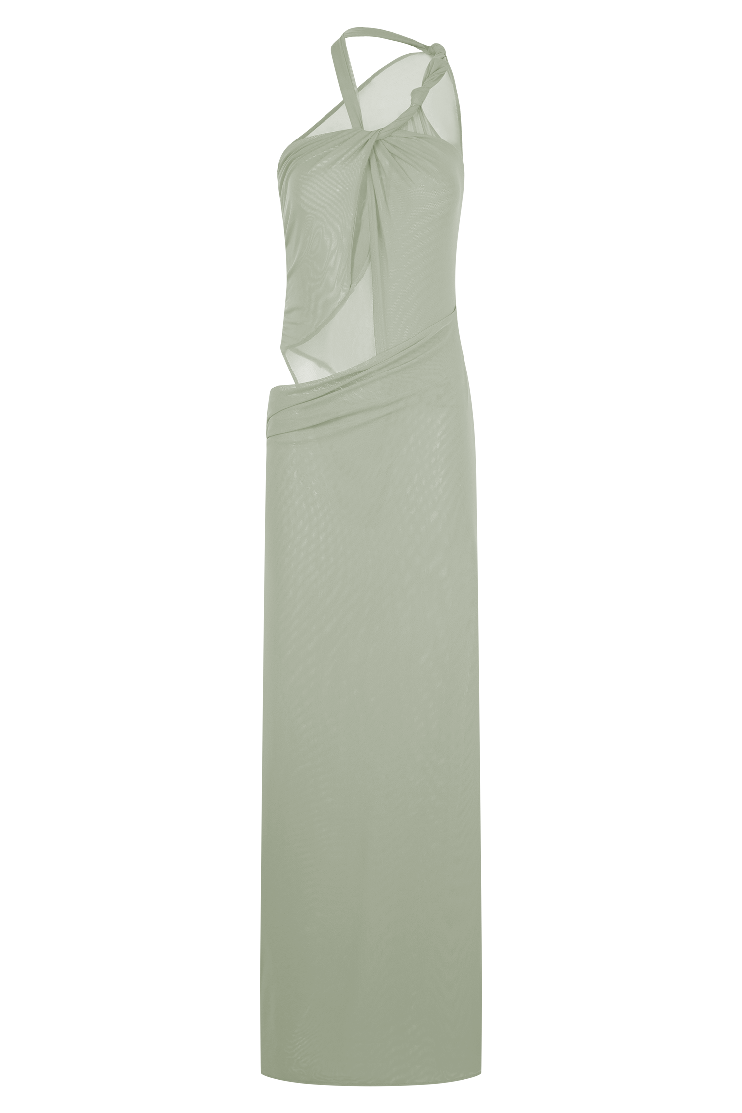 Edwina Knotted Mesh Maxi Dress - Sage - Image 9