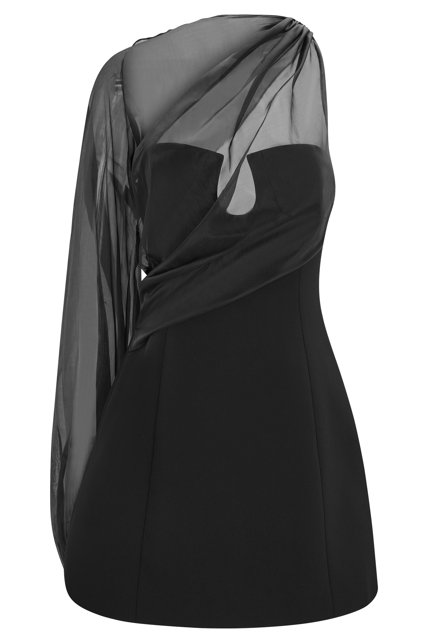 Effie Organza One Sleeve Mini Dress - Black - Image 9