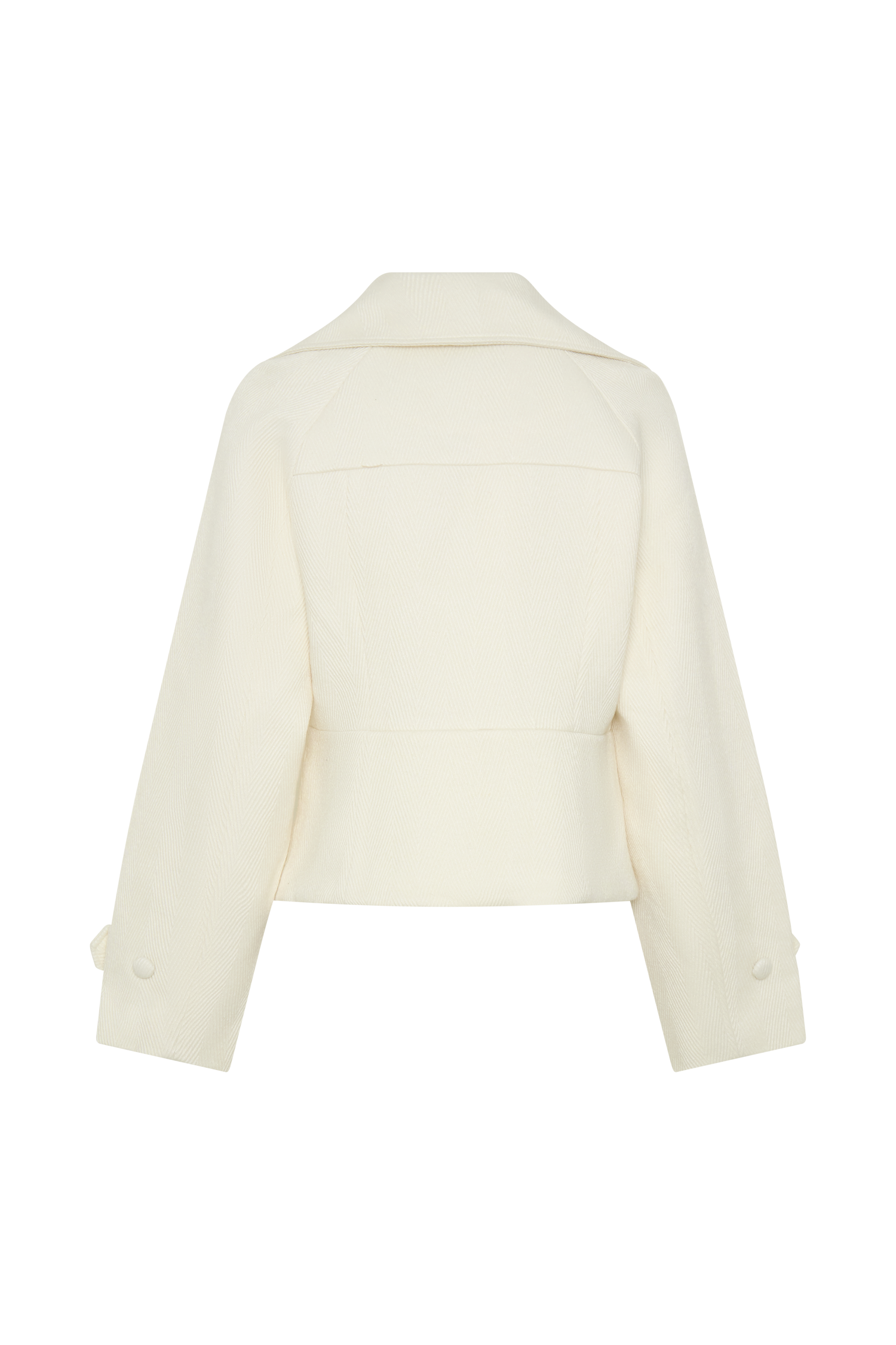 Elara Cropped Collared Jacket - Ivory - Image 9