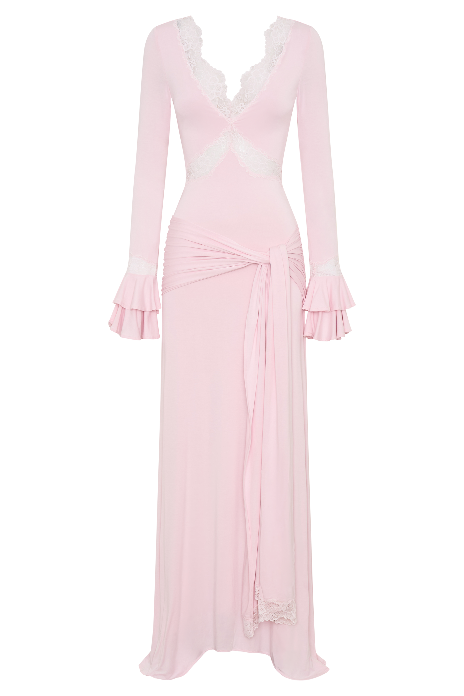 Electra Slinky Lace Maxi Dress - Ballet Pink - Image 9