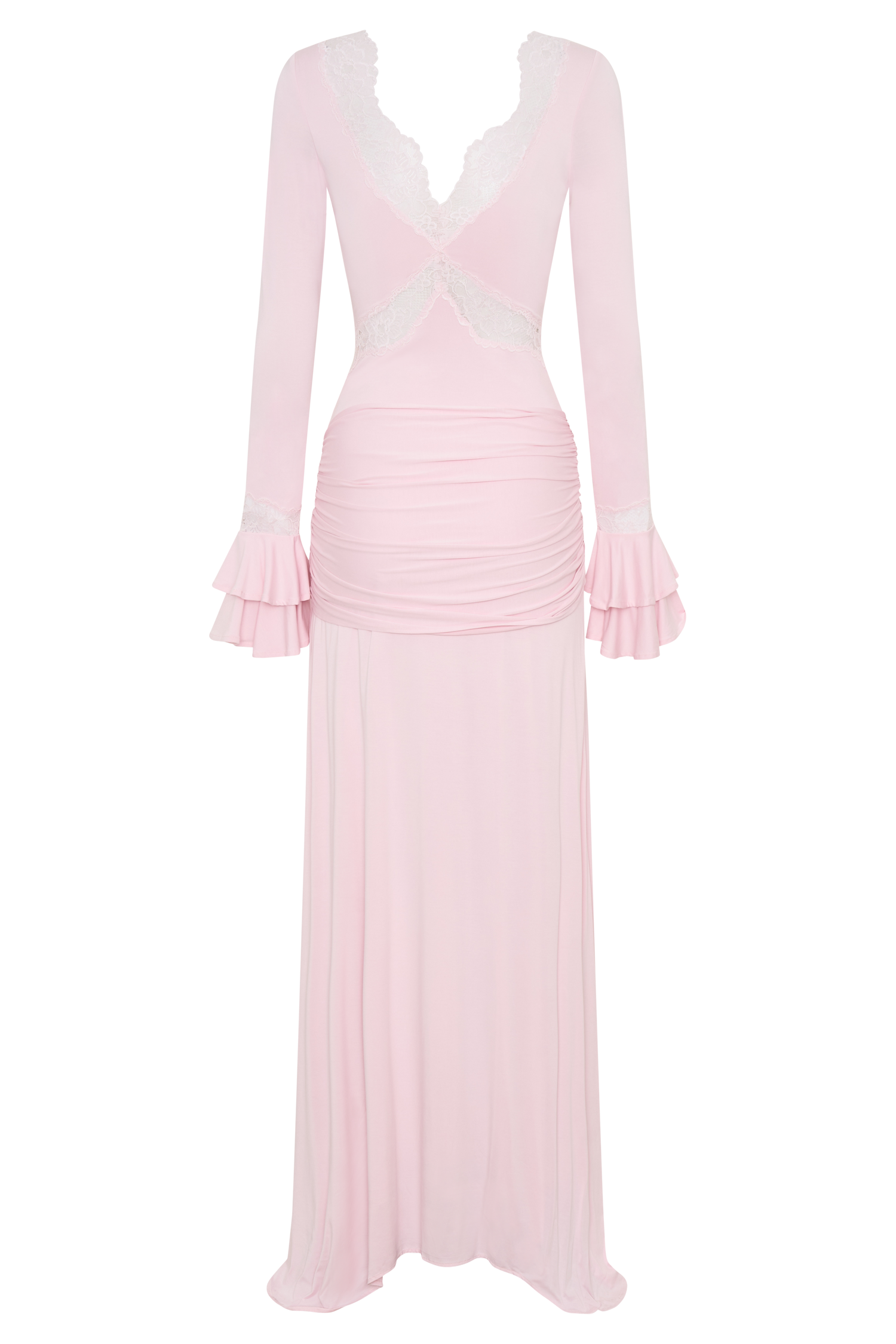 Electra Slinky Lace Maxi Dress - Ballet Pink - Image 8