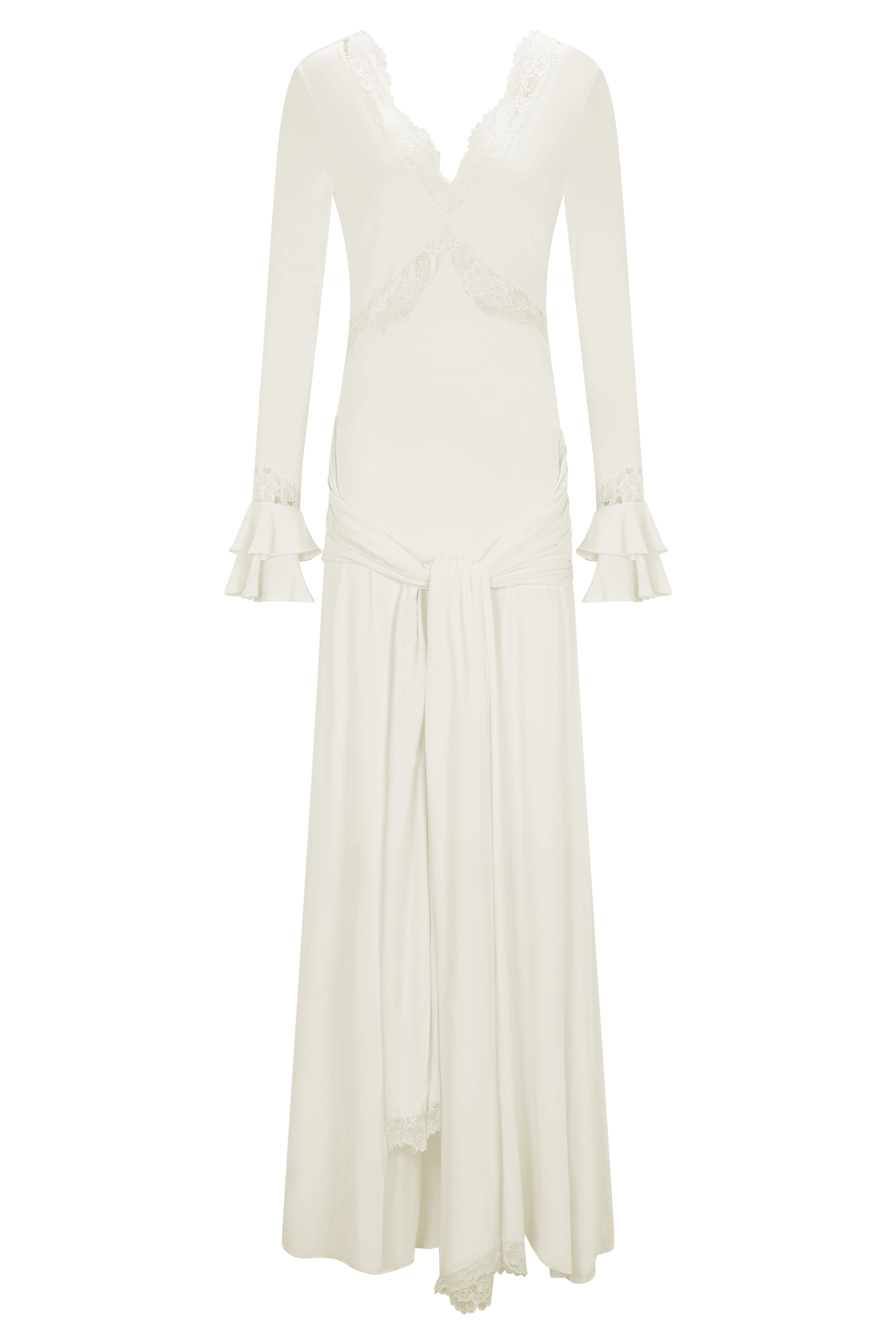 Electra Slinky Lace Maxi Dress - Ivory - Image 11