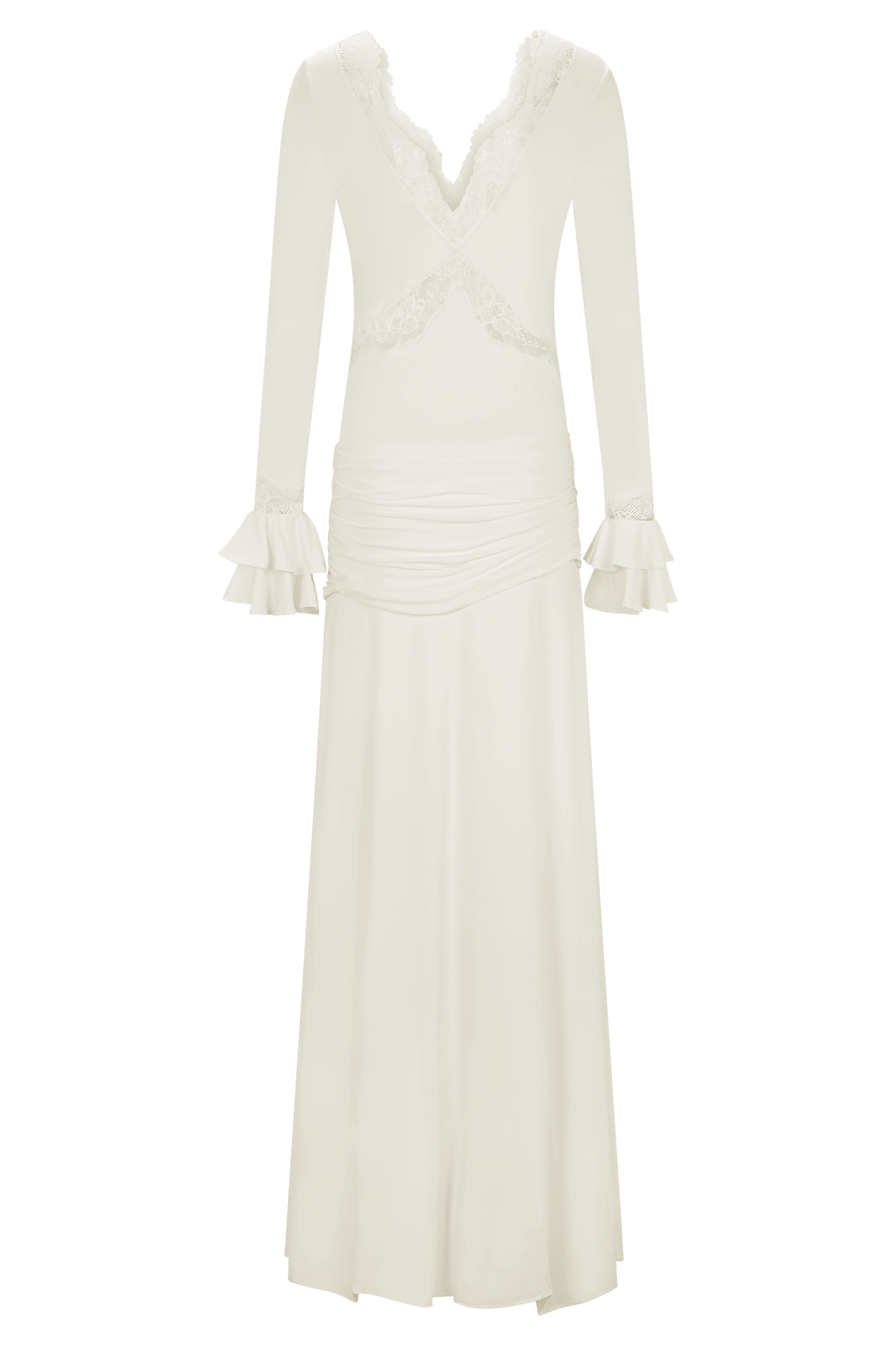 Electra Slinky Lace Maxi Dress - Ivory - Image 10