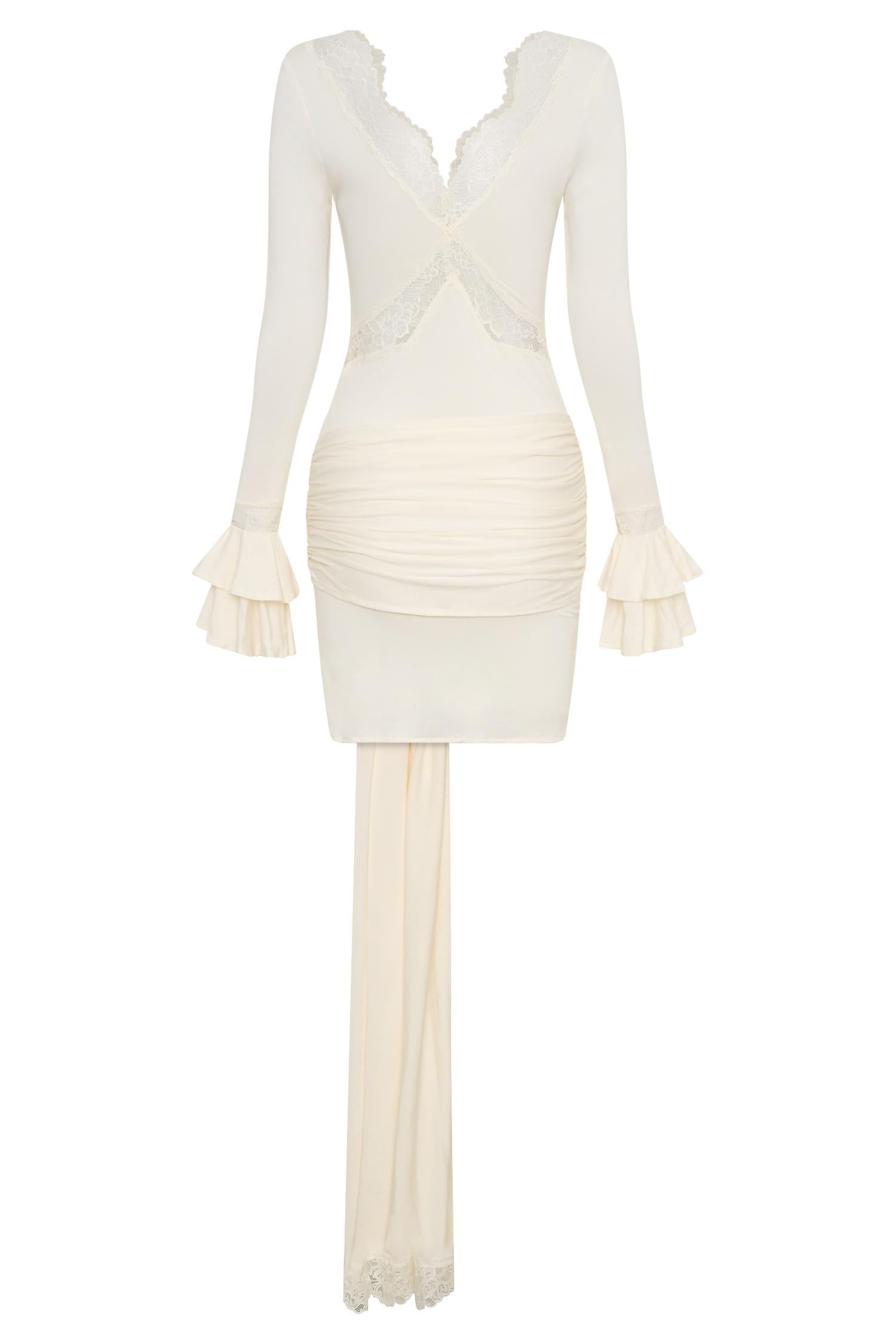 Electra Slinky Lace Mini Dress - Ivory - Image 7
