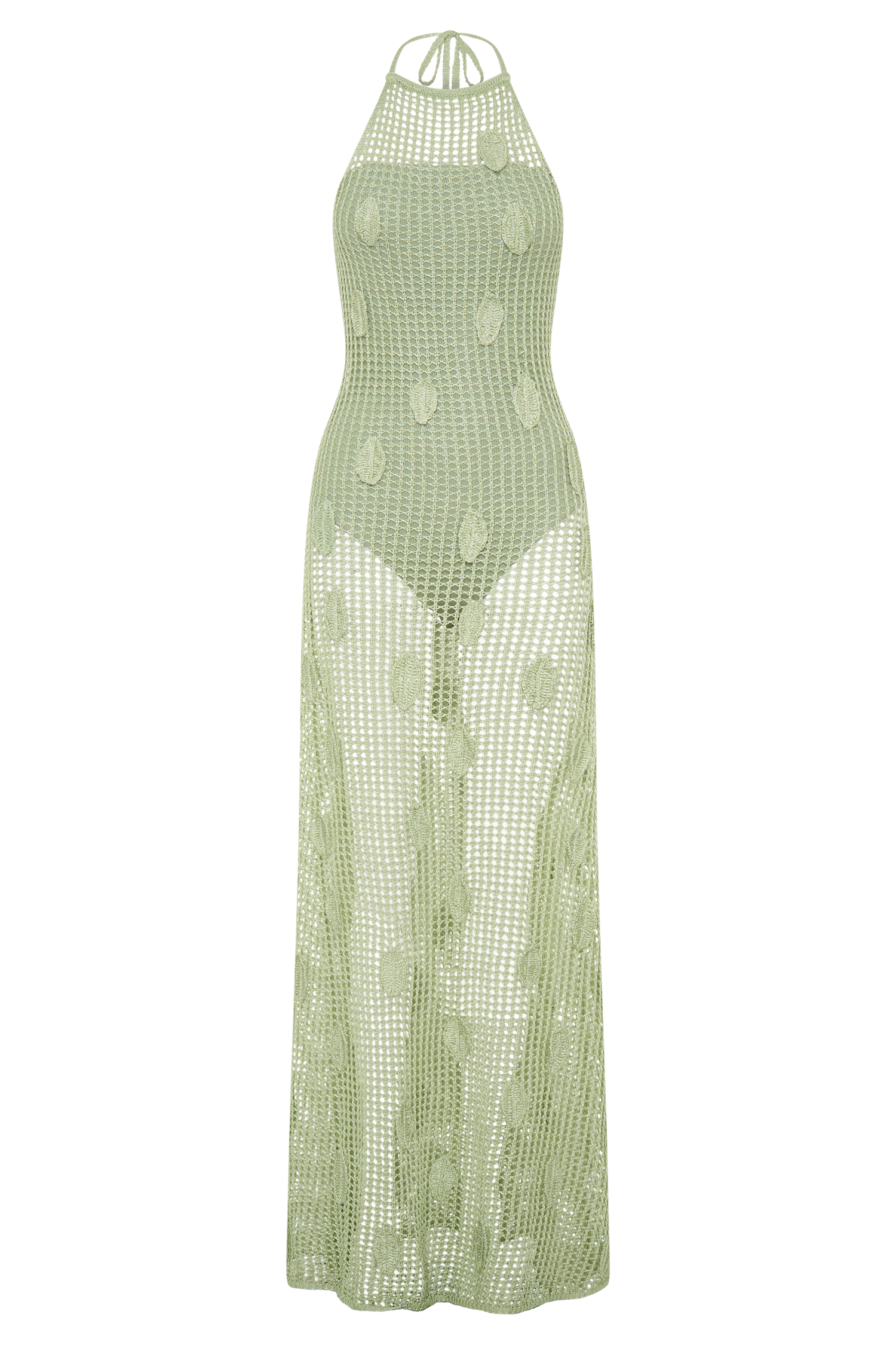 Elfie Crochet Halter Maxi Dress - Pastel Green - Image 8