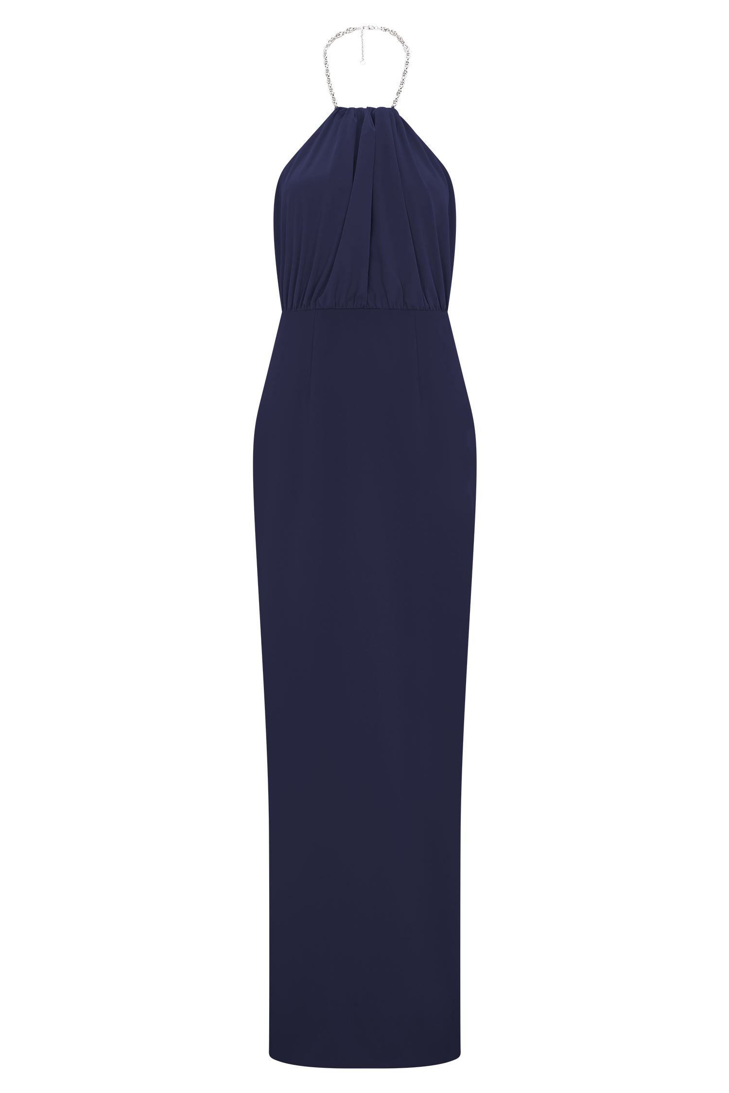 Elina Satin Necklace Maxi Dress - Navy - Image 7