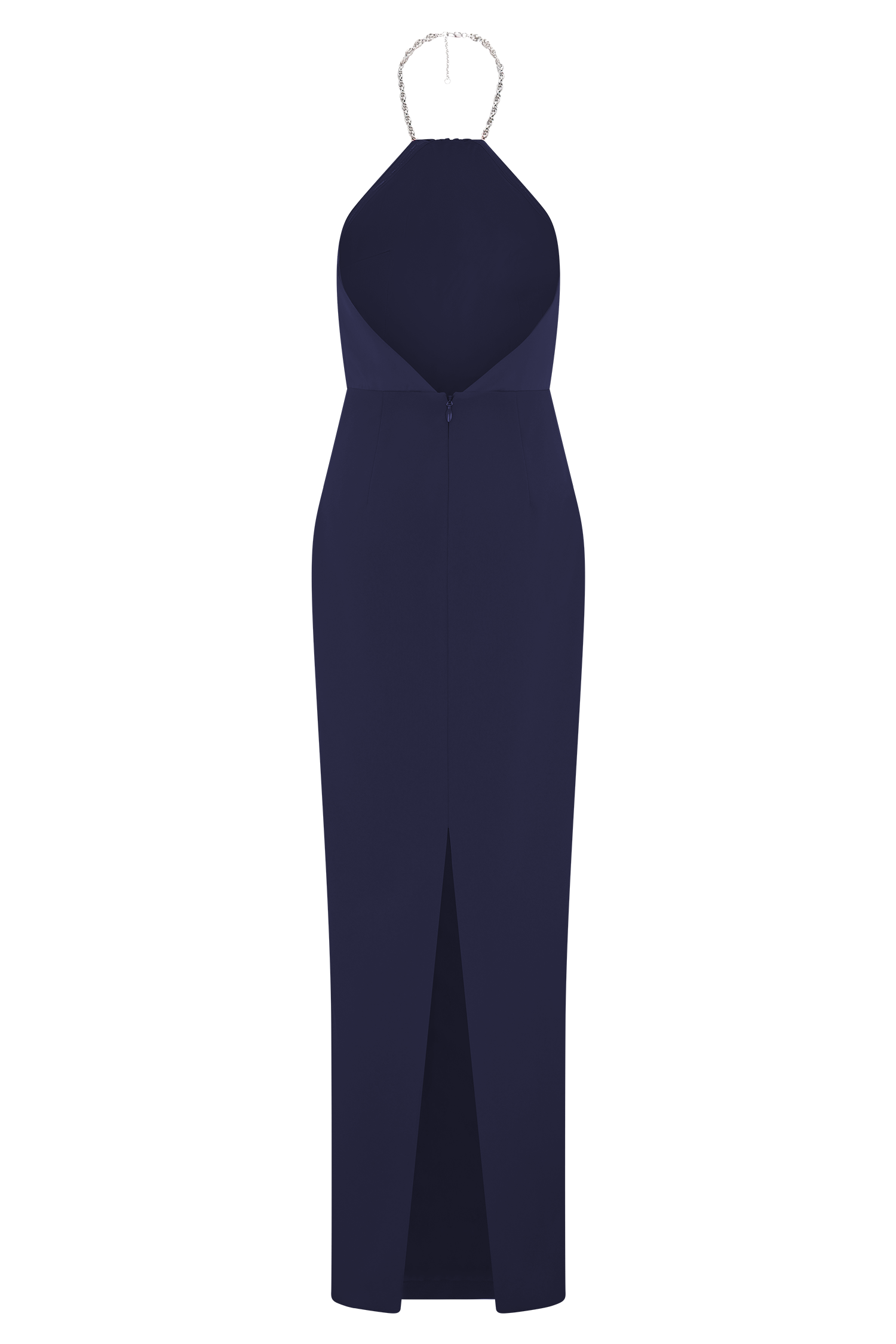 Elina Satin Necklace Maxi Dress - Navy - Image 6