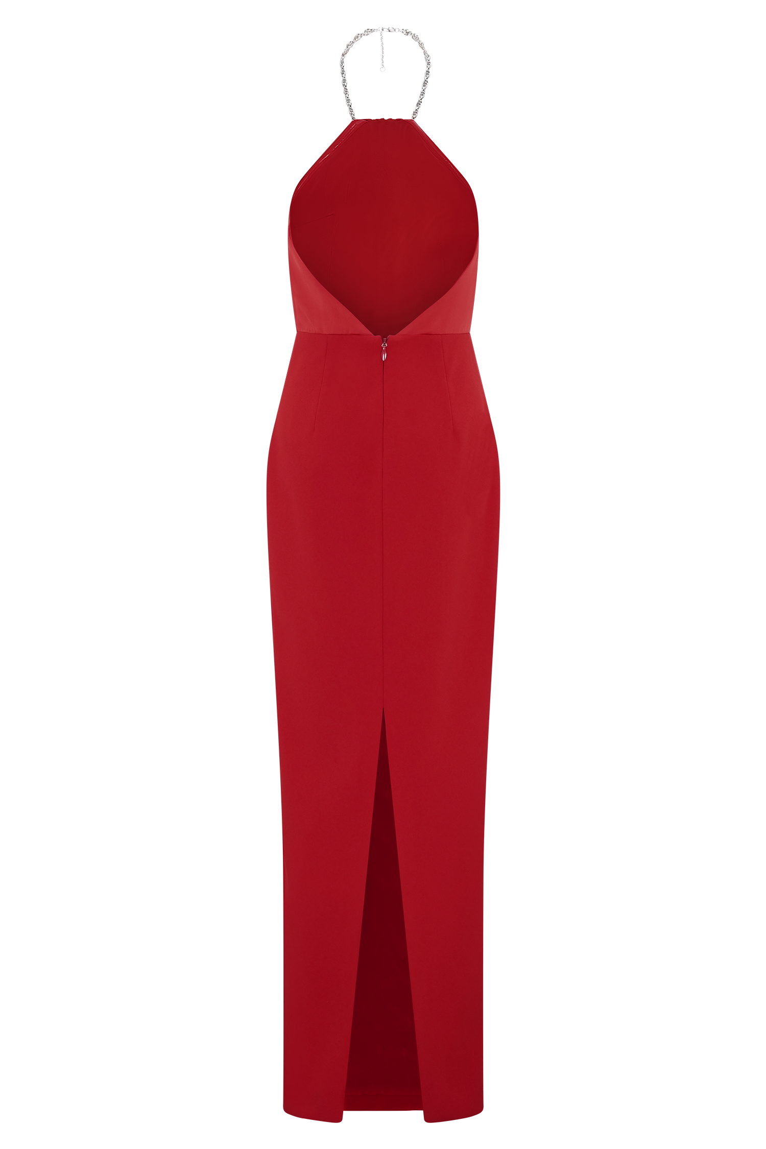 Elina Satin Necklace Maxi Dress - Red - Image 6