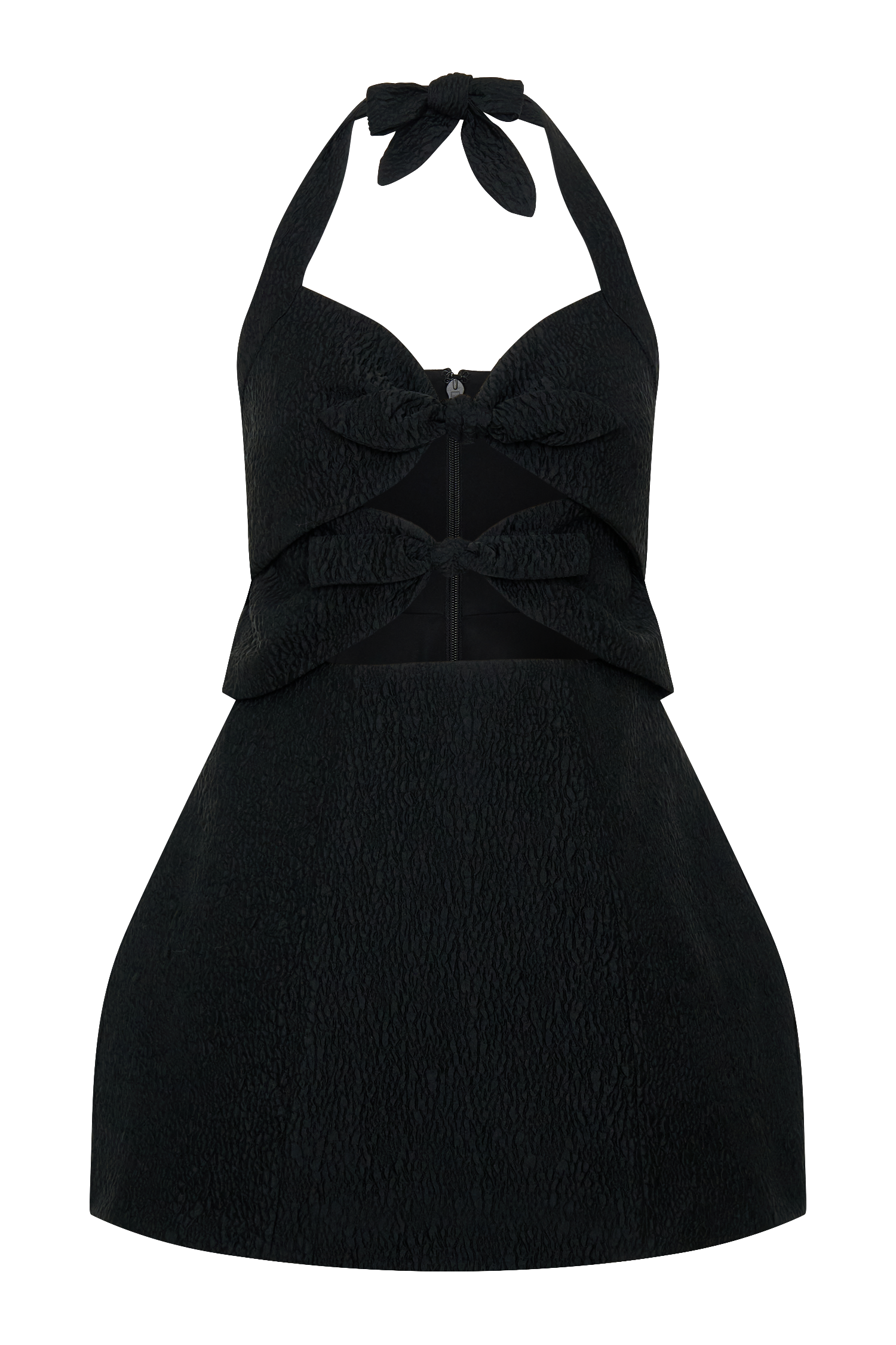 Ella Bow Detail Halter Mini Dress - Black - Image 7