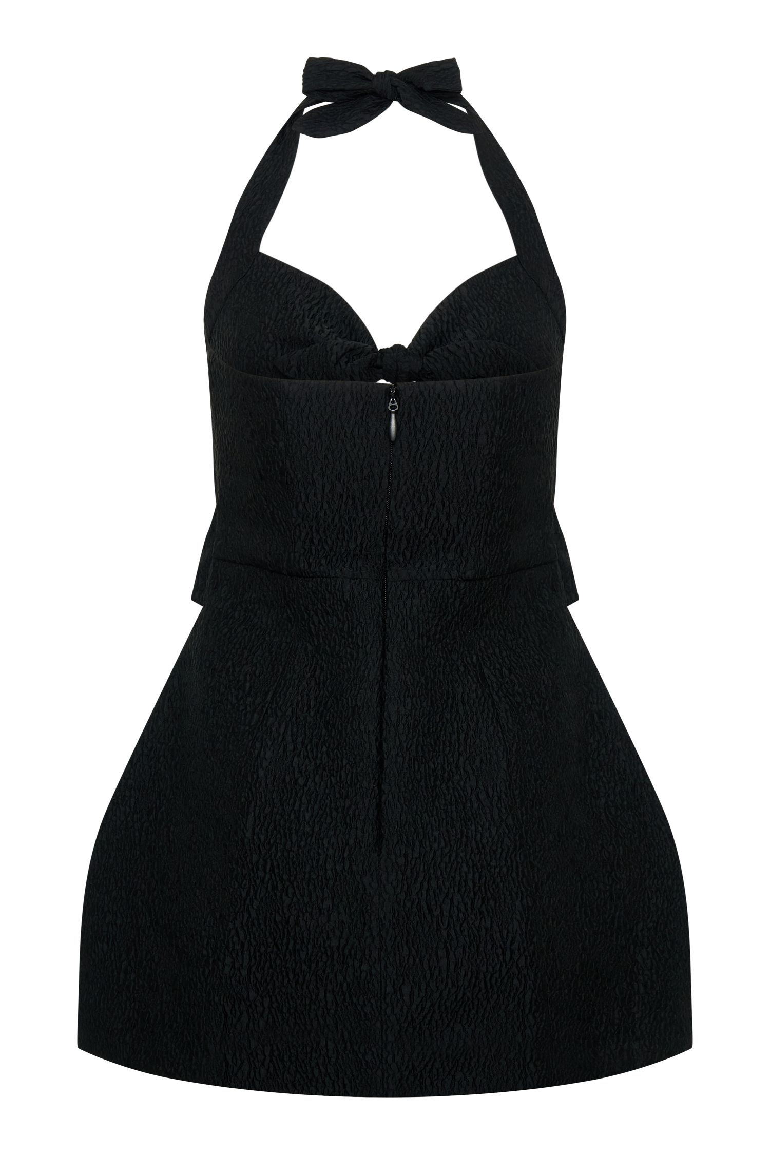 Ella Bow Detail Halter Mini Dress - Black - Image 6