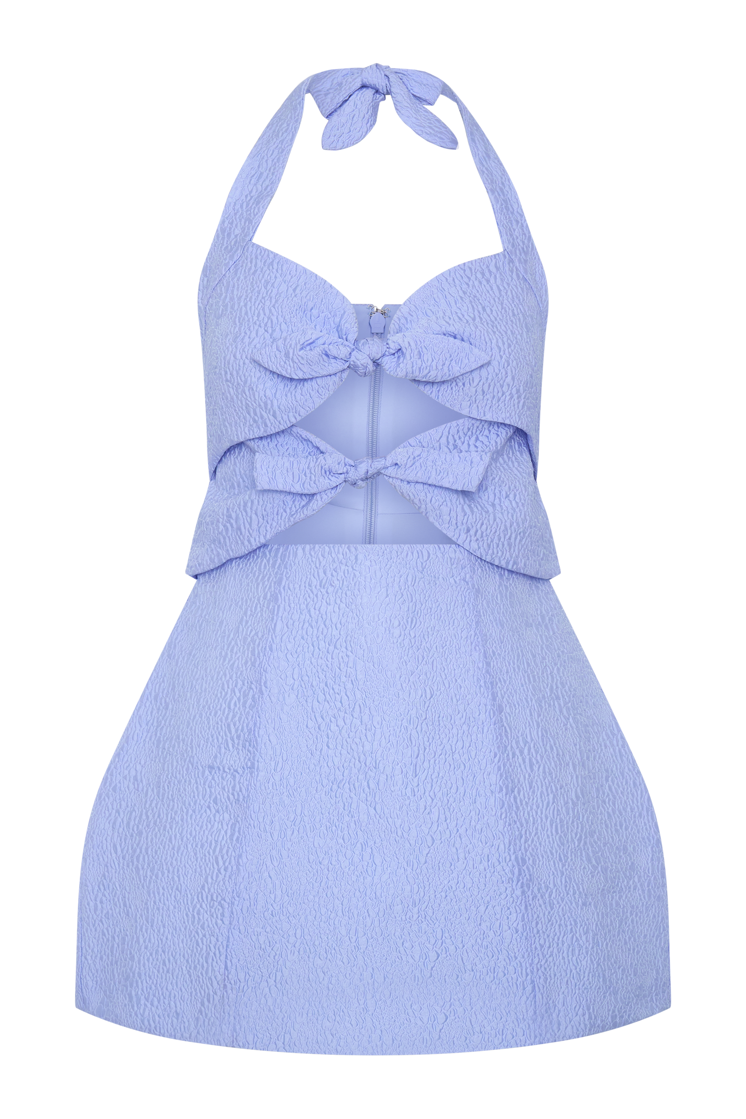 Ella Bow Detail Halter Mini Dress - Periwinkle Blue - Image 7