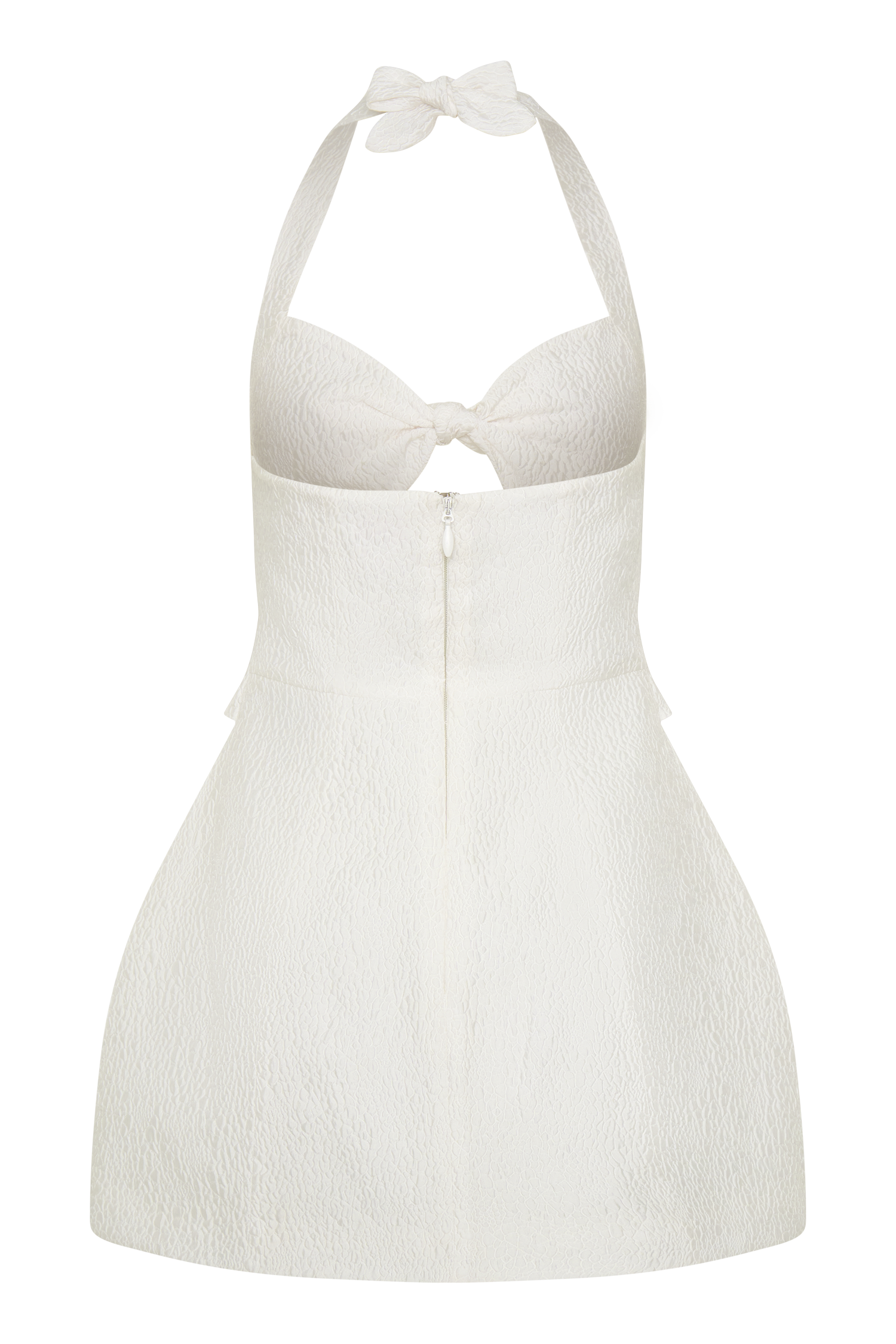 Ella Bow Detail Halter Mini Dress - White - Image 10