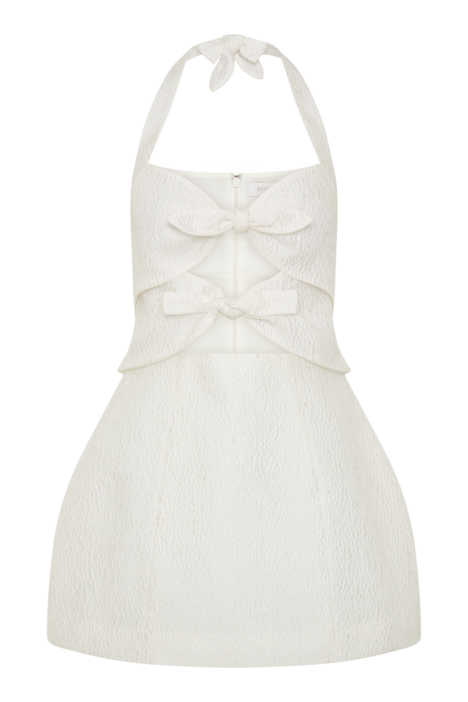 Ella Bow Detail Halter Mini Dress - White - Image 11