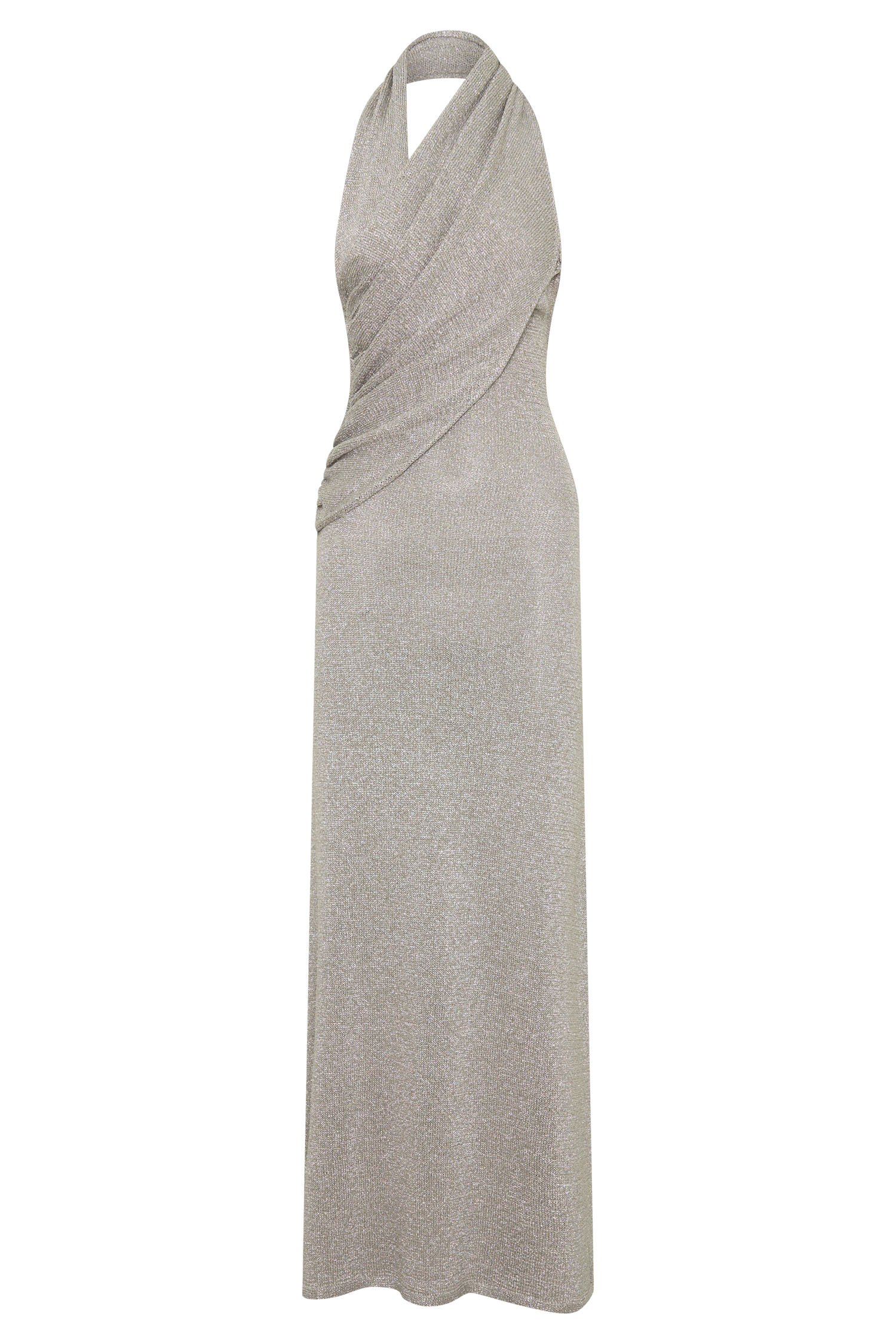 Elma Lurex Knit Halter Maxi Dress - Silver - Image 9