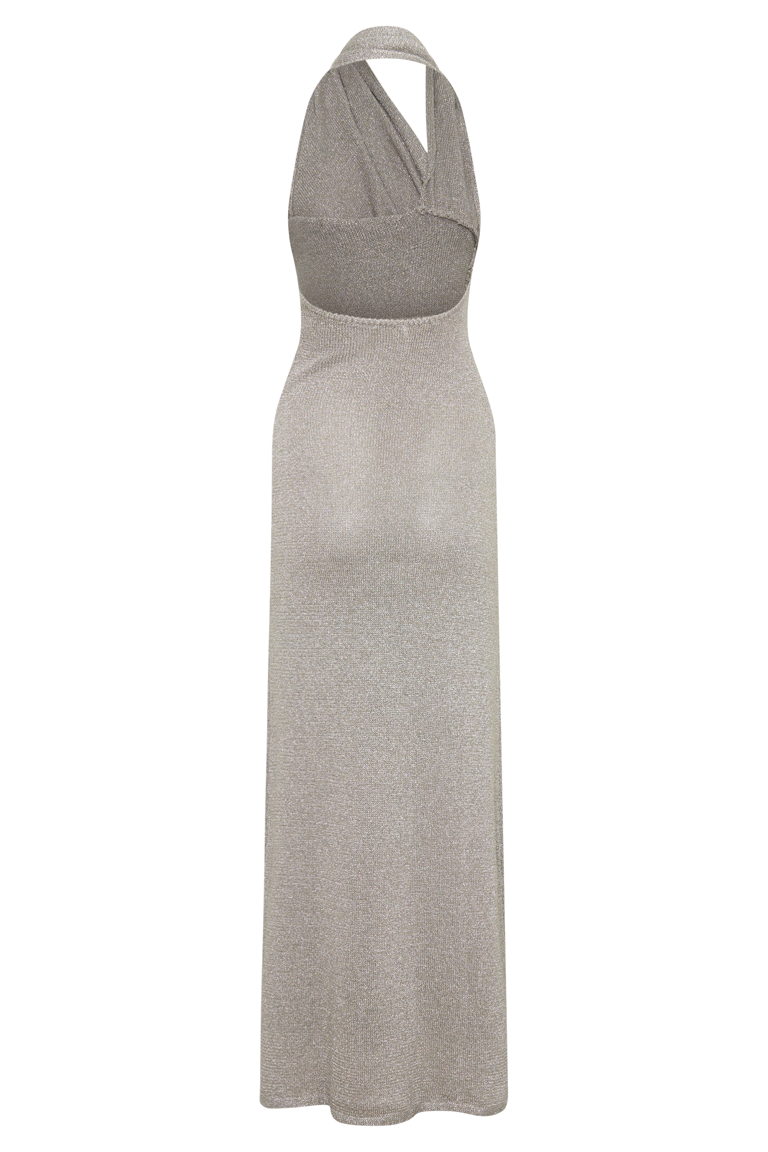 Elma Lurex Knit Halter Maxi Dress - Silver - Image 8