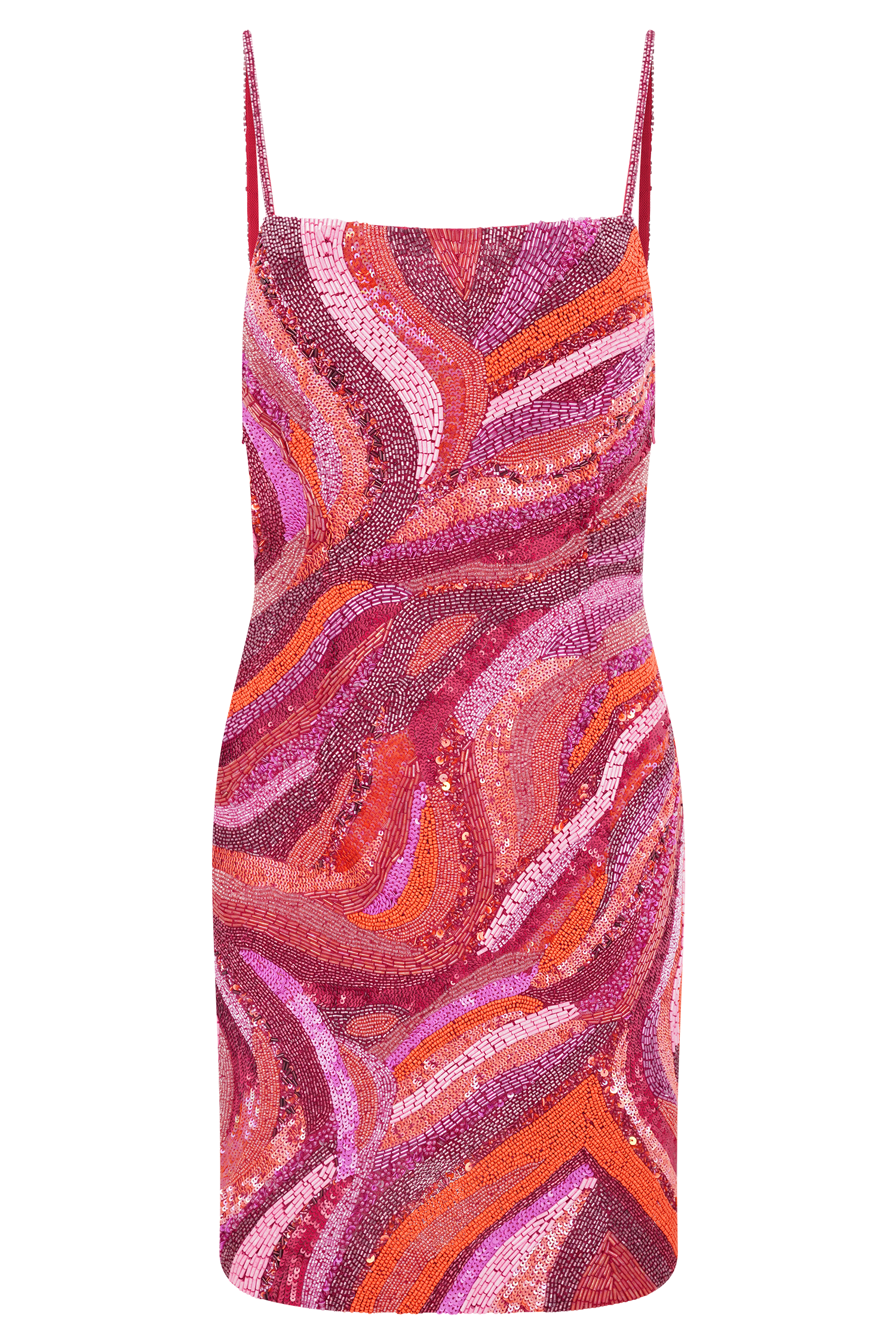 Eloise Hand Beaded Mini Dress - Pink Swirl Print - Image 10