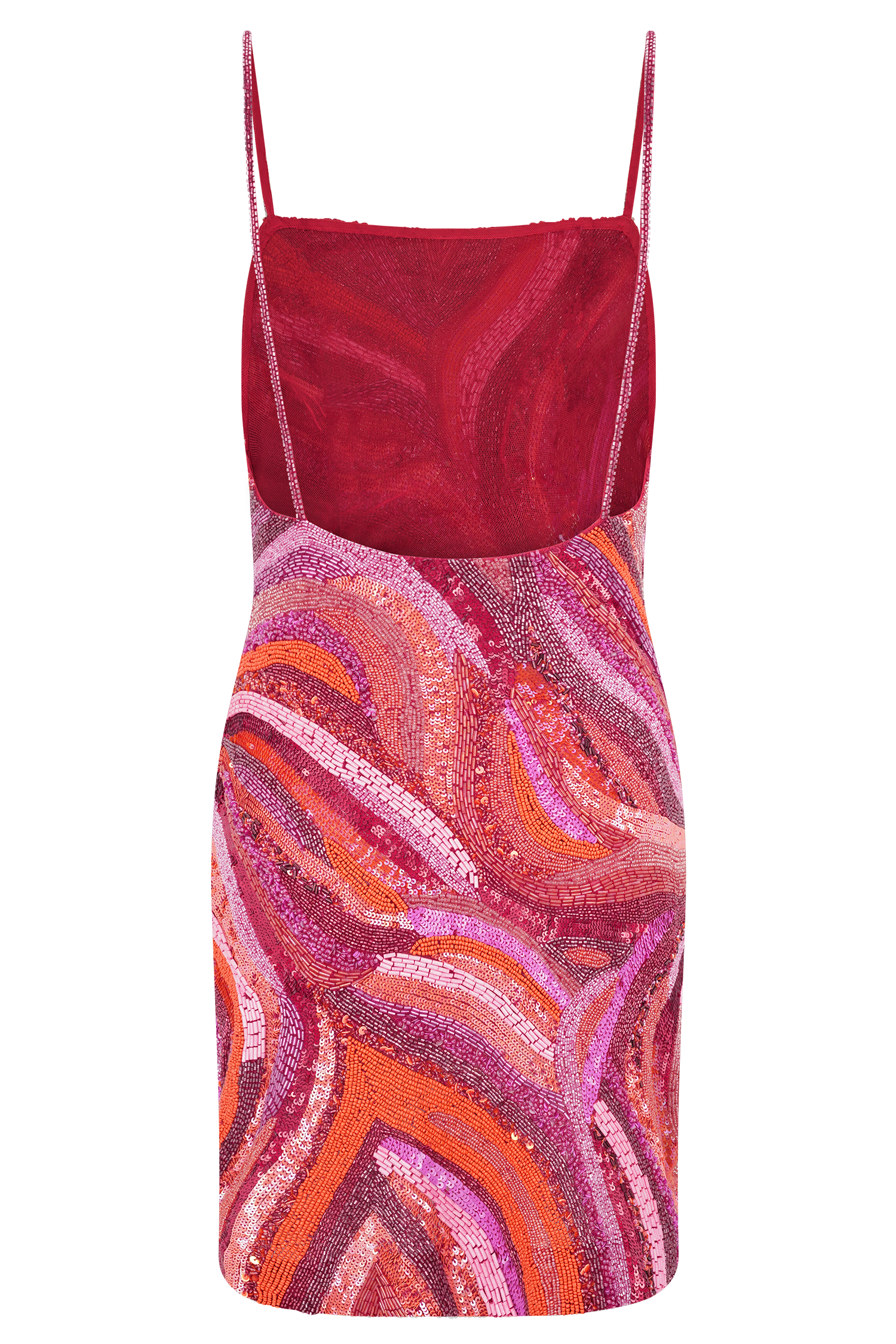 Eloise Hand Beaded Mini Dress - Pink Swirl Print - Image 9