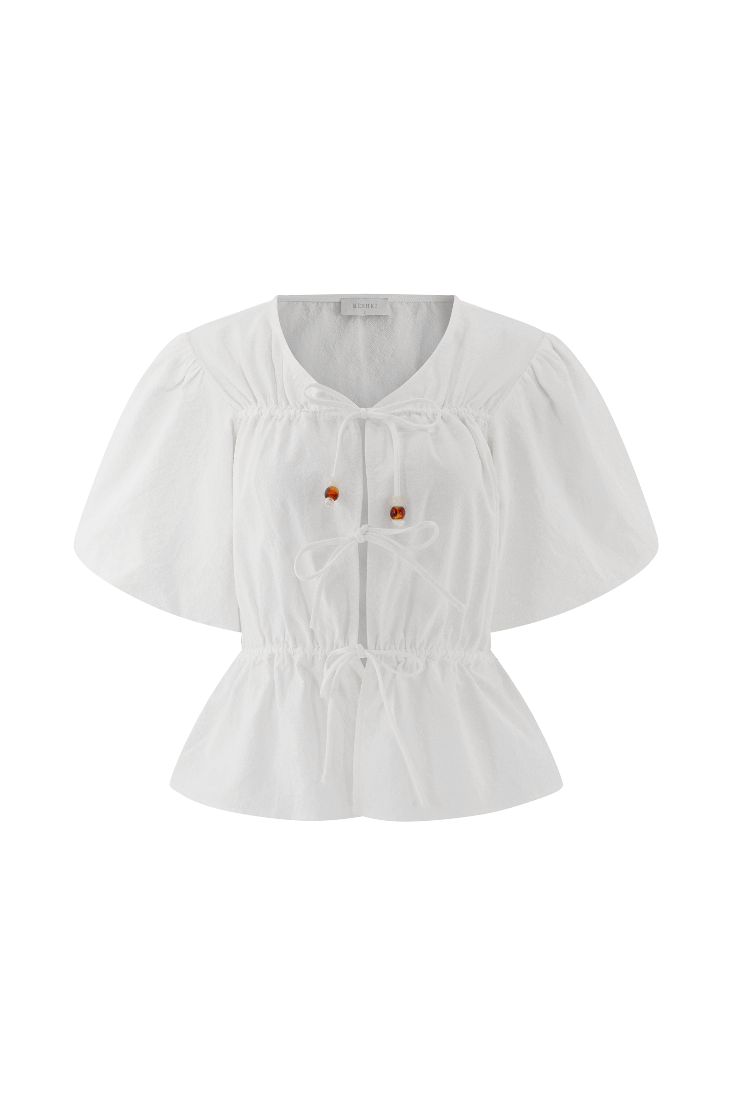 Emilie Puff Sleeve Cotton Top - White - Image 9