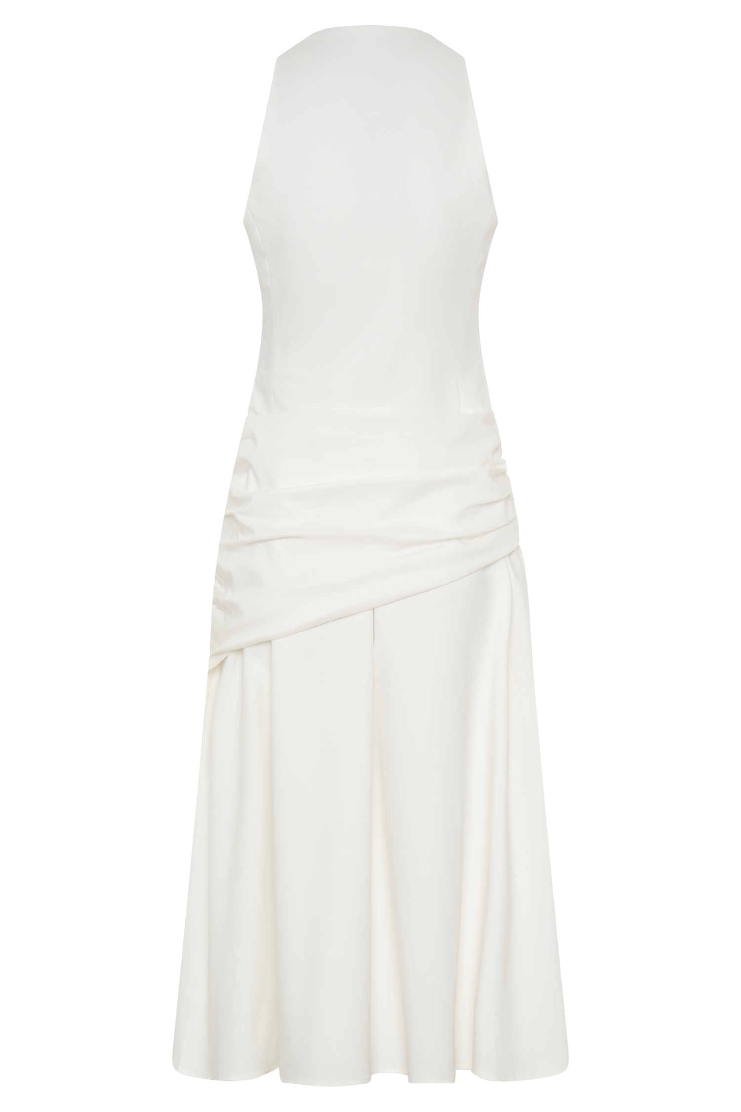 Emily Wrapped Waist Midi Dress - White - Image 6