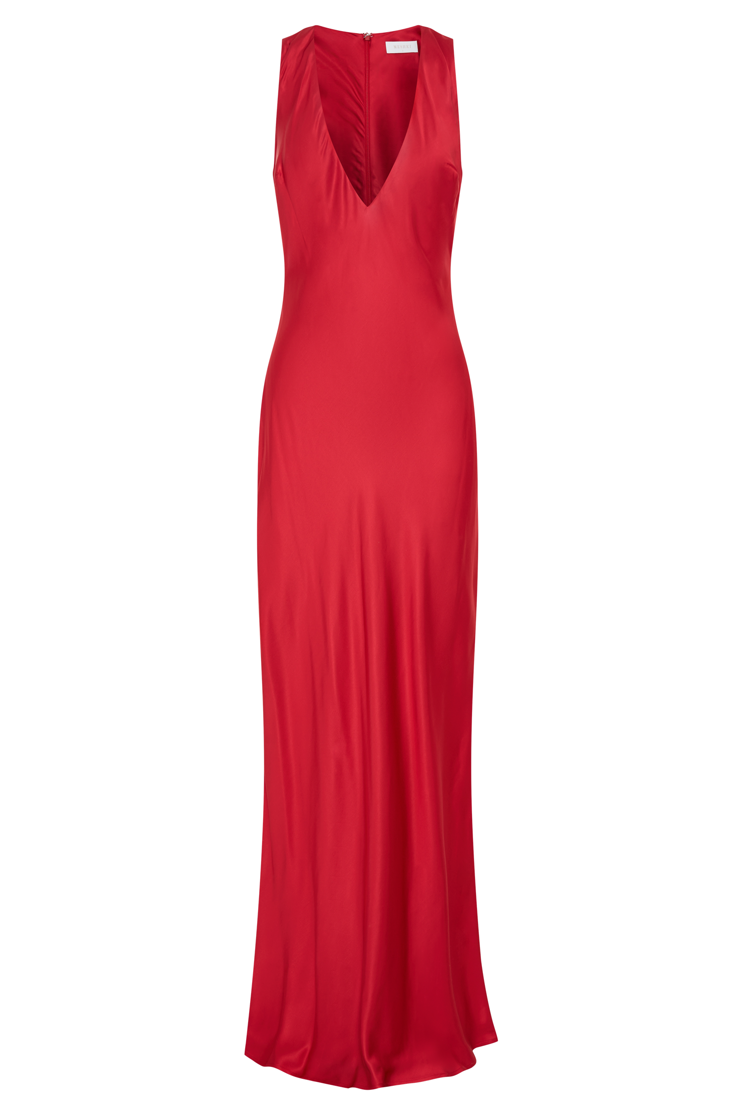 Esme Plunge Satin Maxi Dress - Red - Image 9