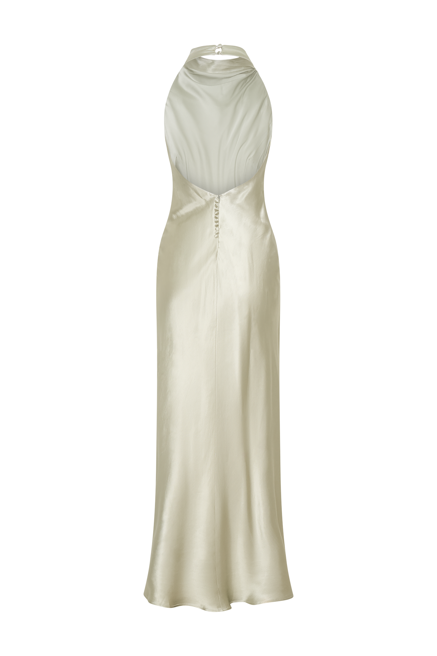 Esther Iridescent Satin Cowl Maxi Dress - Sage - Image 8