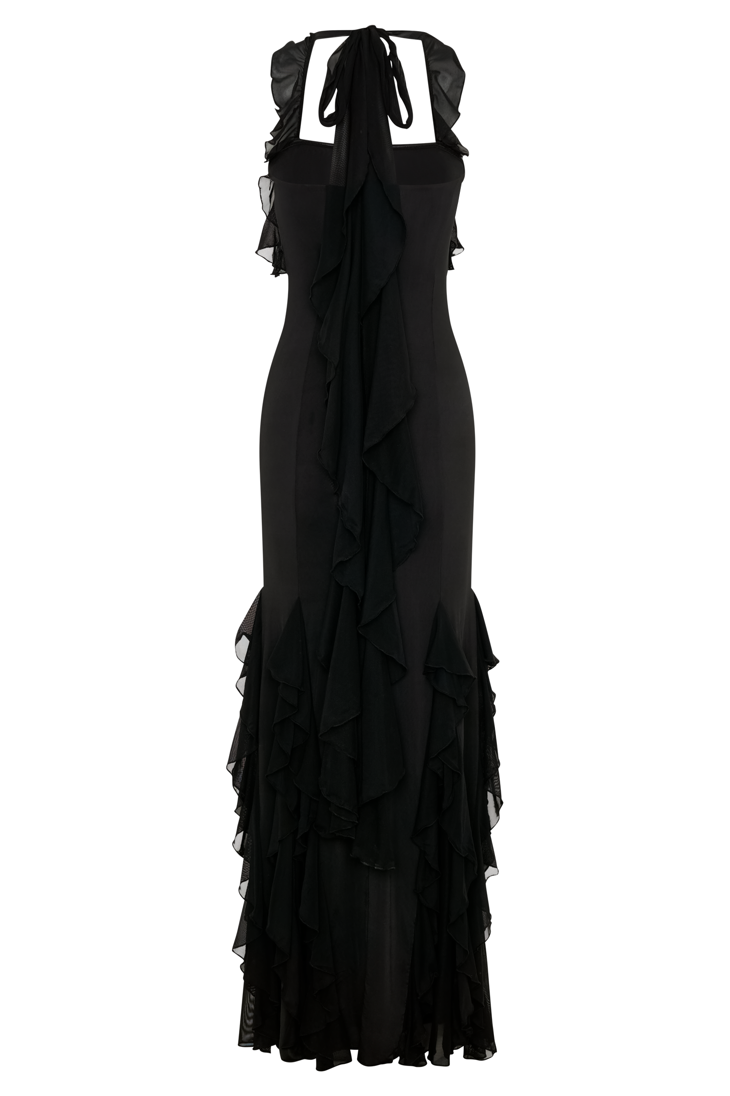Etta Ruffle Slinky Maxi Dress - Black - Image 7