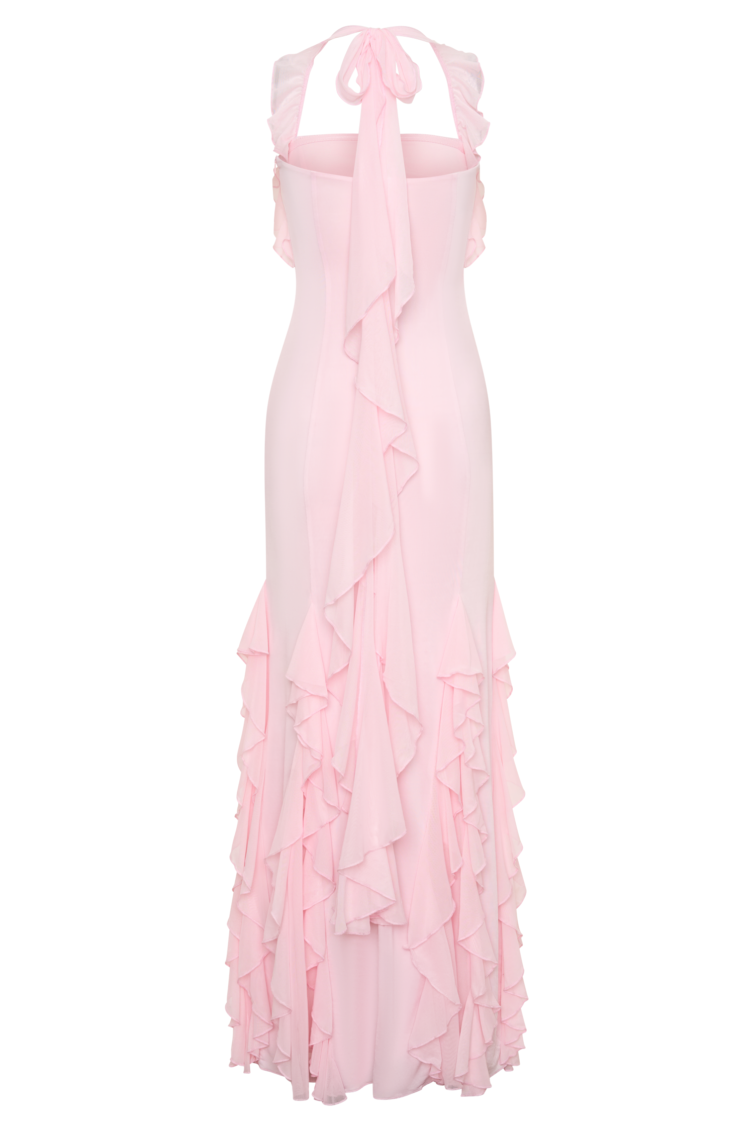 Etta Ruffle Slinky Maxi Dress - Pale Pink - Image 8