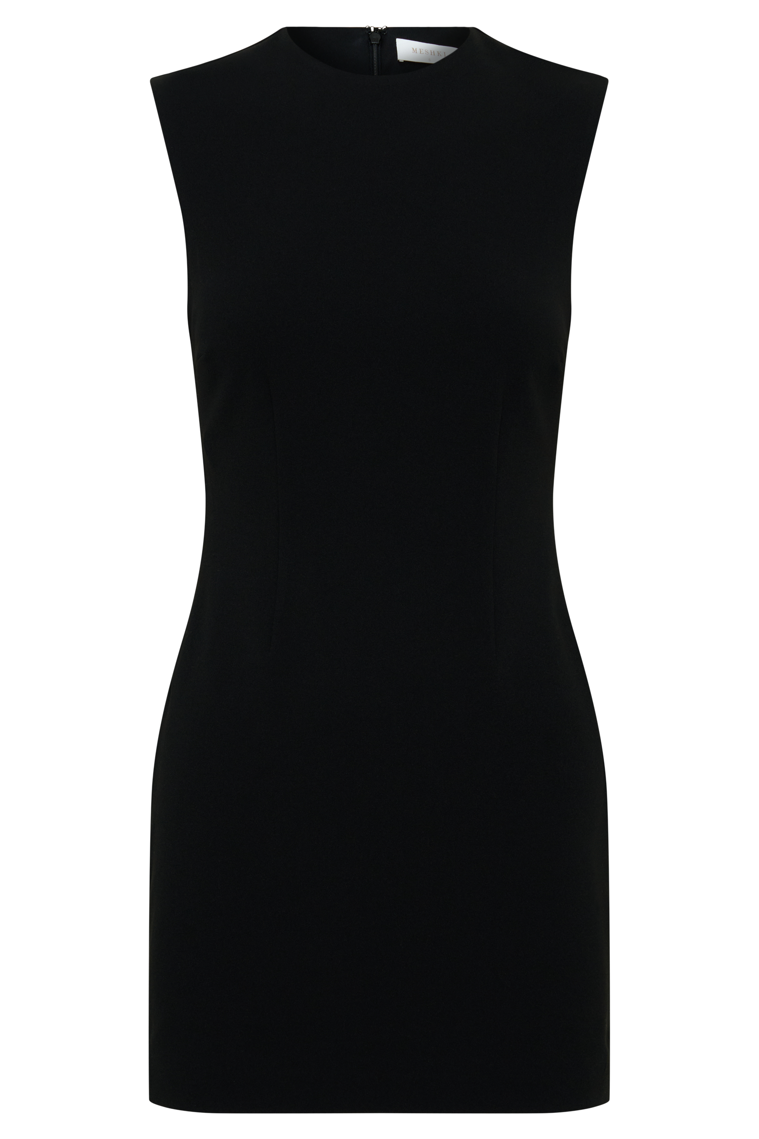 Fion Sleeveless Stretch Crepe Mini Dress - Black - Image 7
