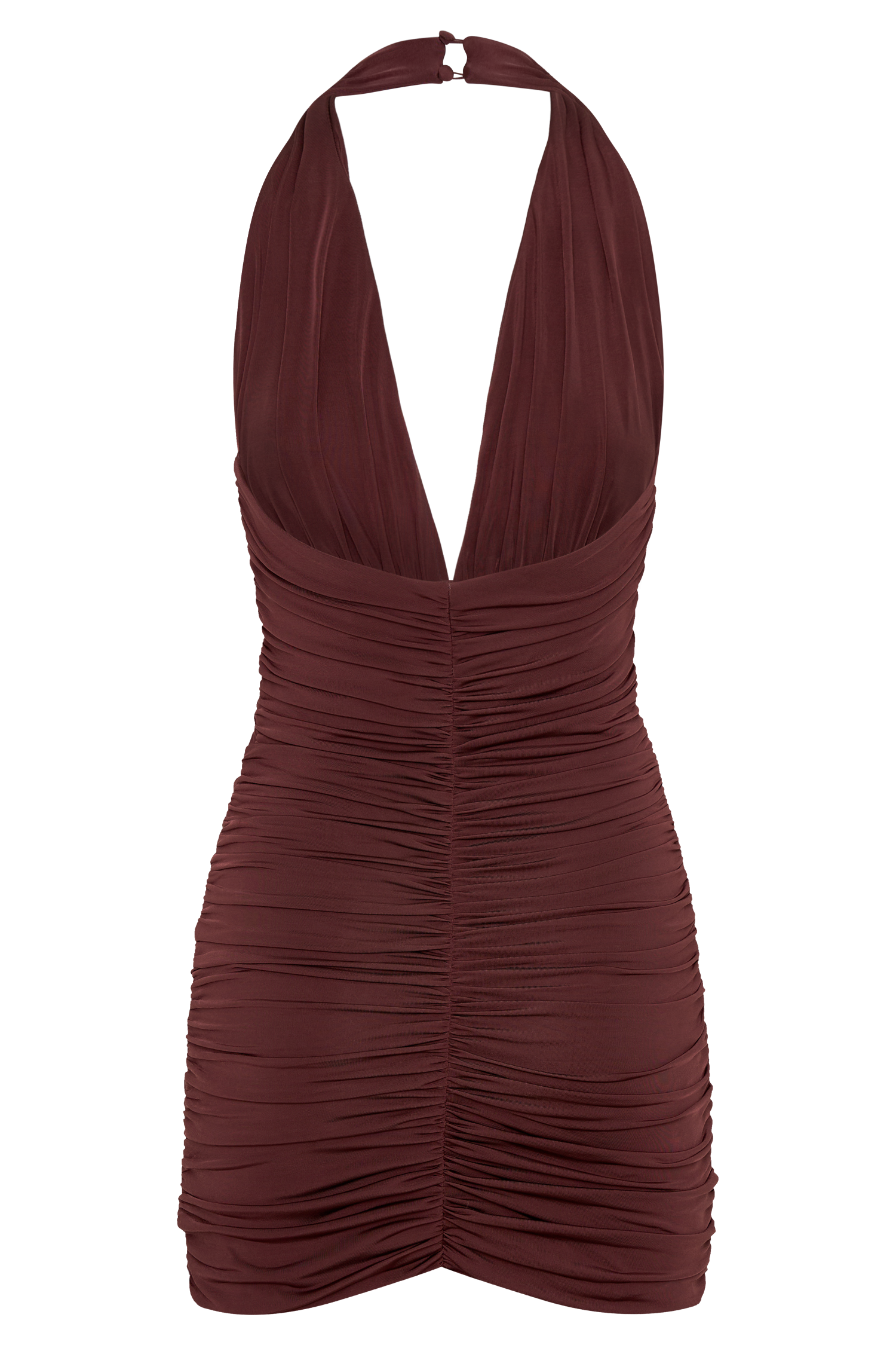 Fleur Ruched Slinky Mini Dress - Mahogany - Image 9