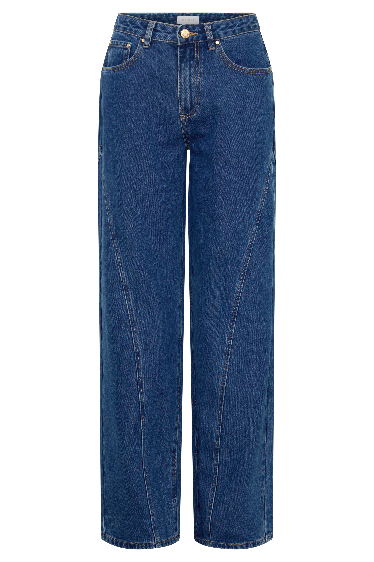 Georgette Mid Rise Paneled Denim Jeans - Dark Blue - Image 9