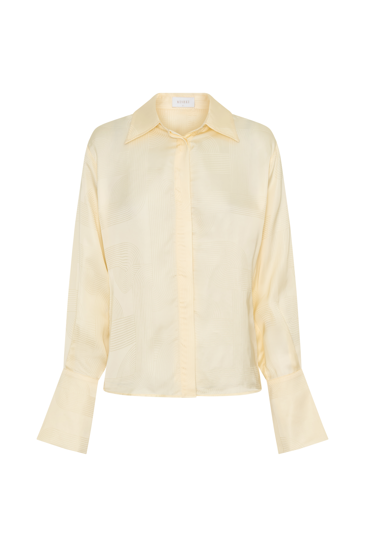 Gia Long Sleeve Satin Shirt - Buttermilk - Image 6