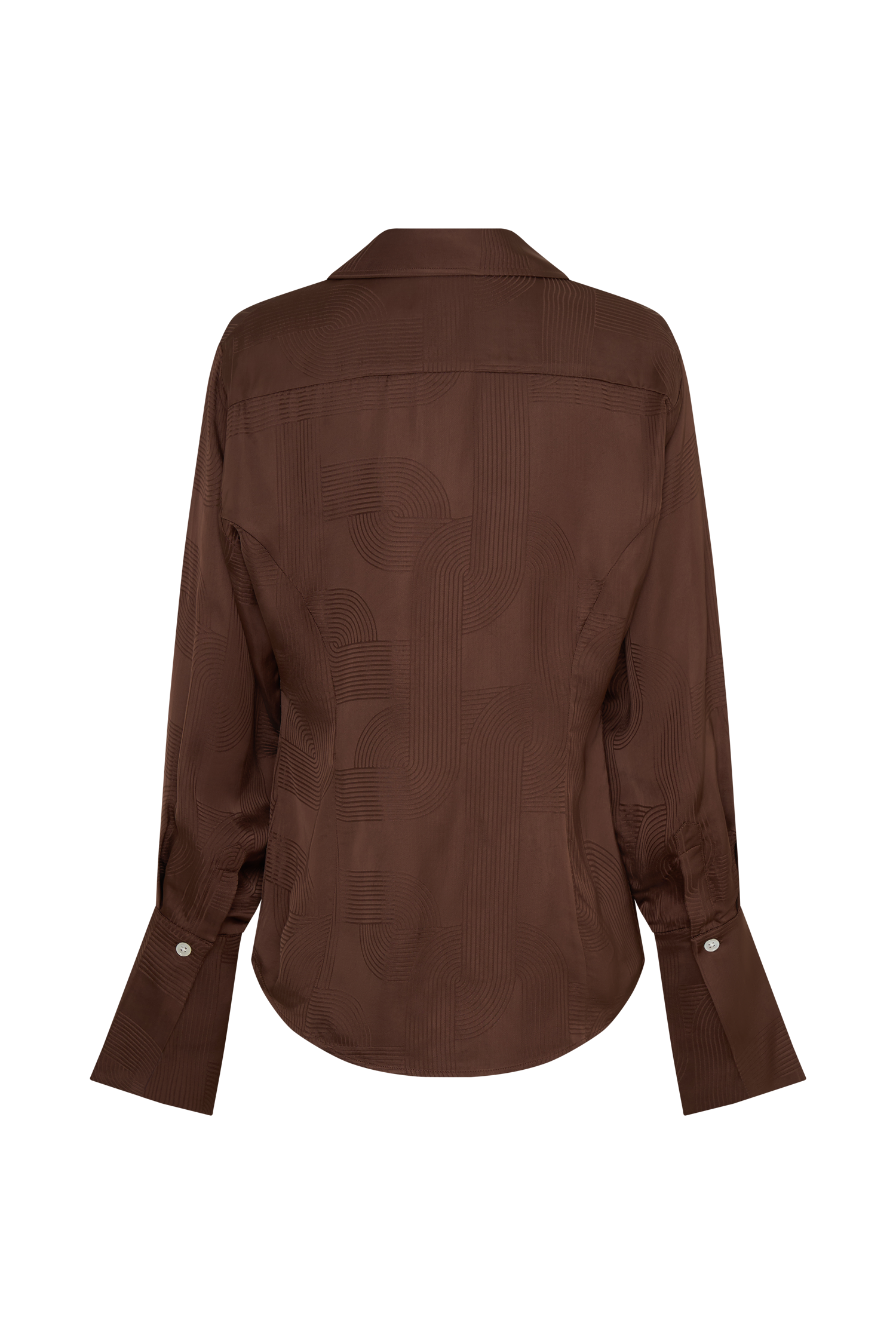 Gia Long Sleeve Satin Shirt - Chocolate - Image 10