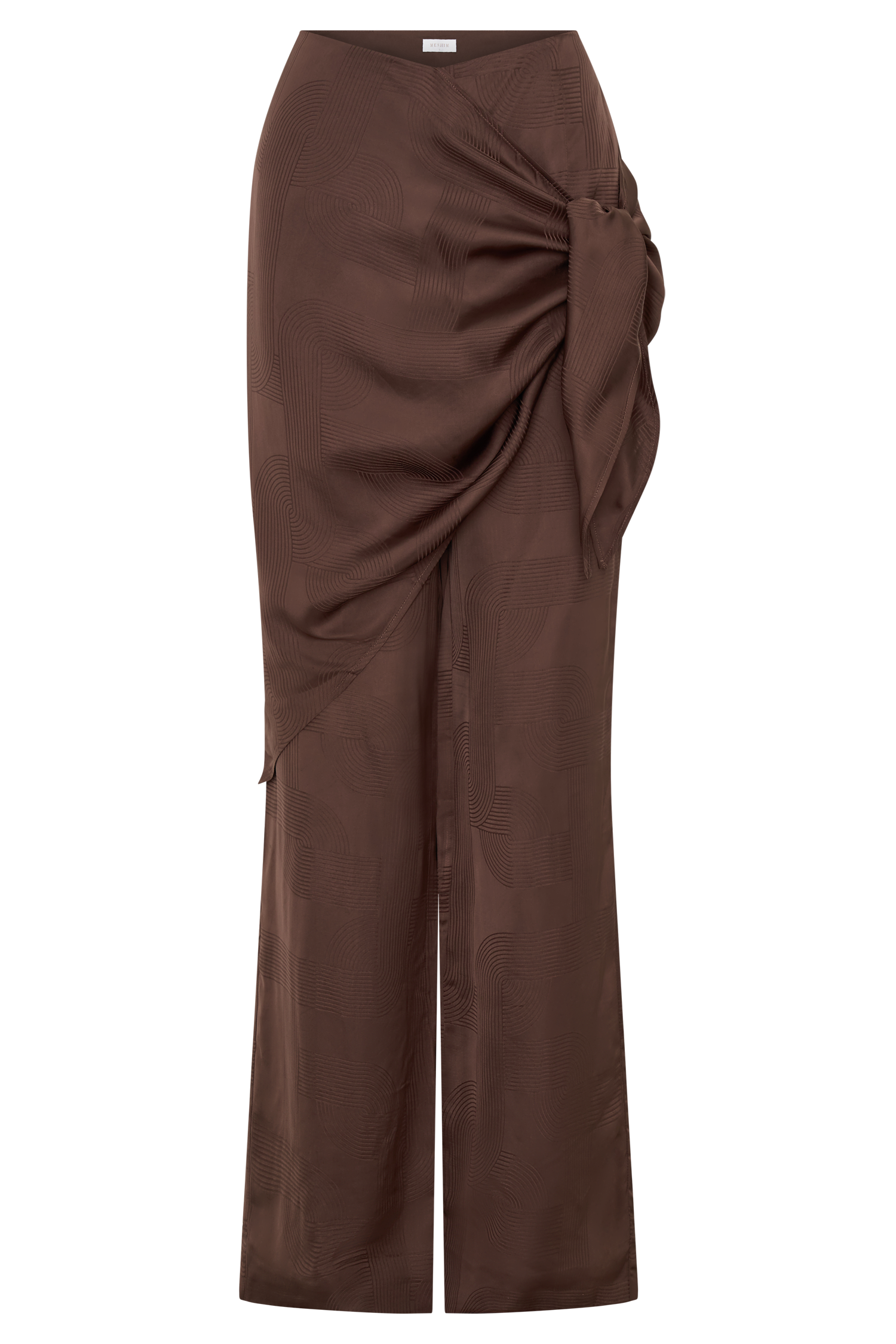 Gia Wrapped Tie Satin Pants - Chocolate - Image 10