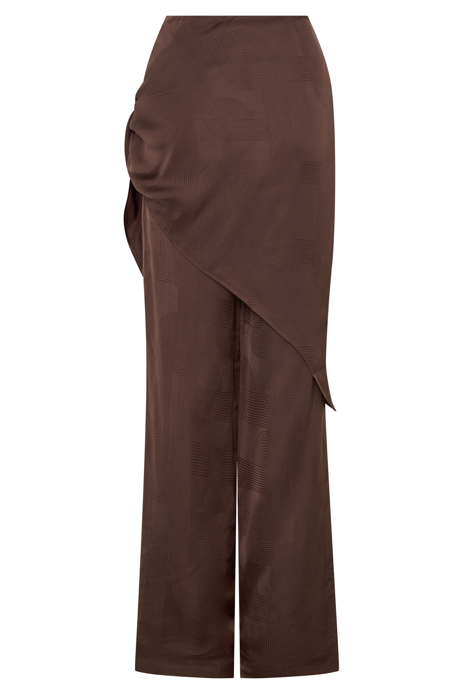 Gia Wrapped Tie Satin Pants - Chocolate - Image 9