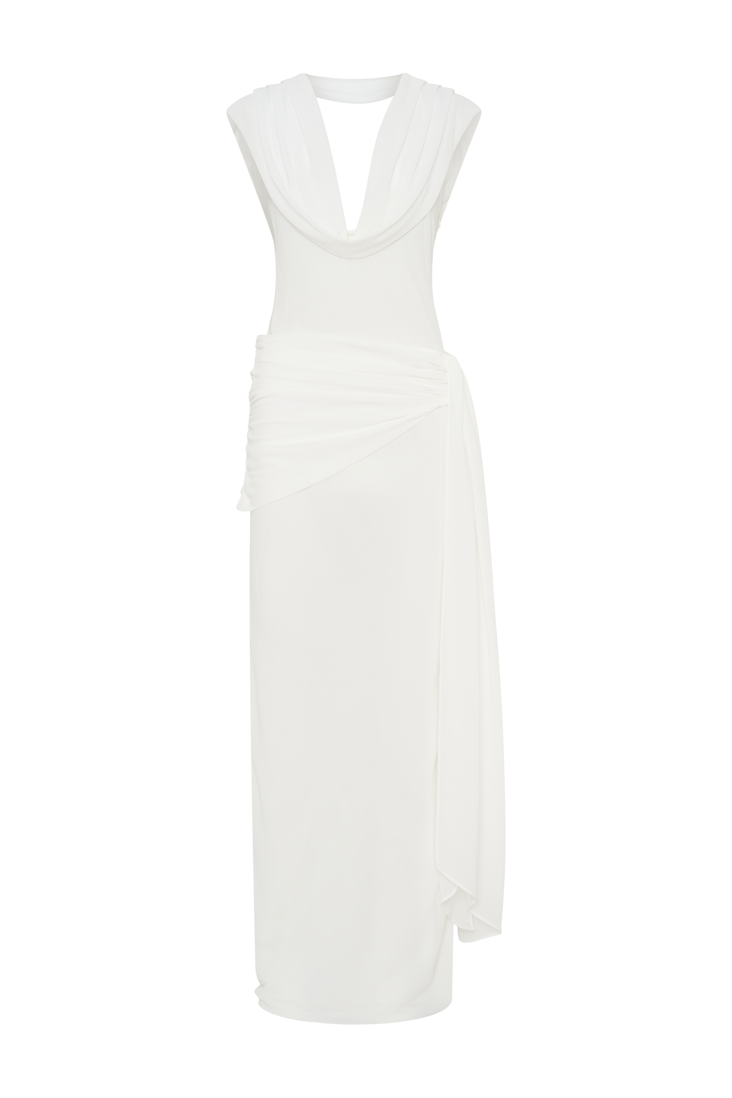 Giulia Chiffon Draped Maxi Dress - White - Image 8