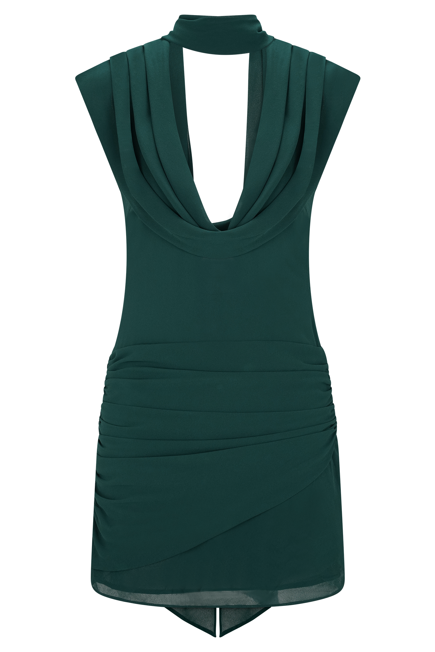 Giulia Chiffon Draped Mini Dress - Dark Emerald - Image 9