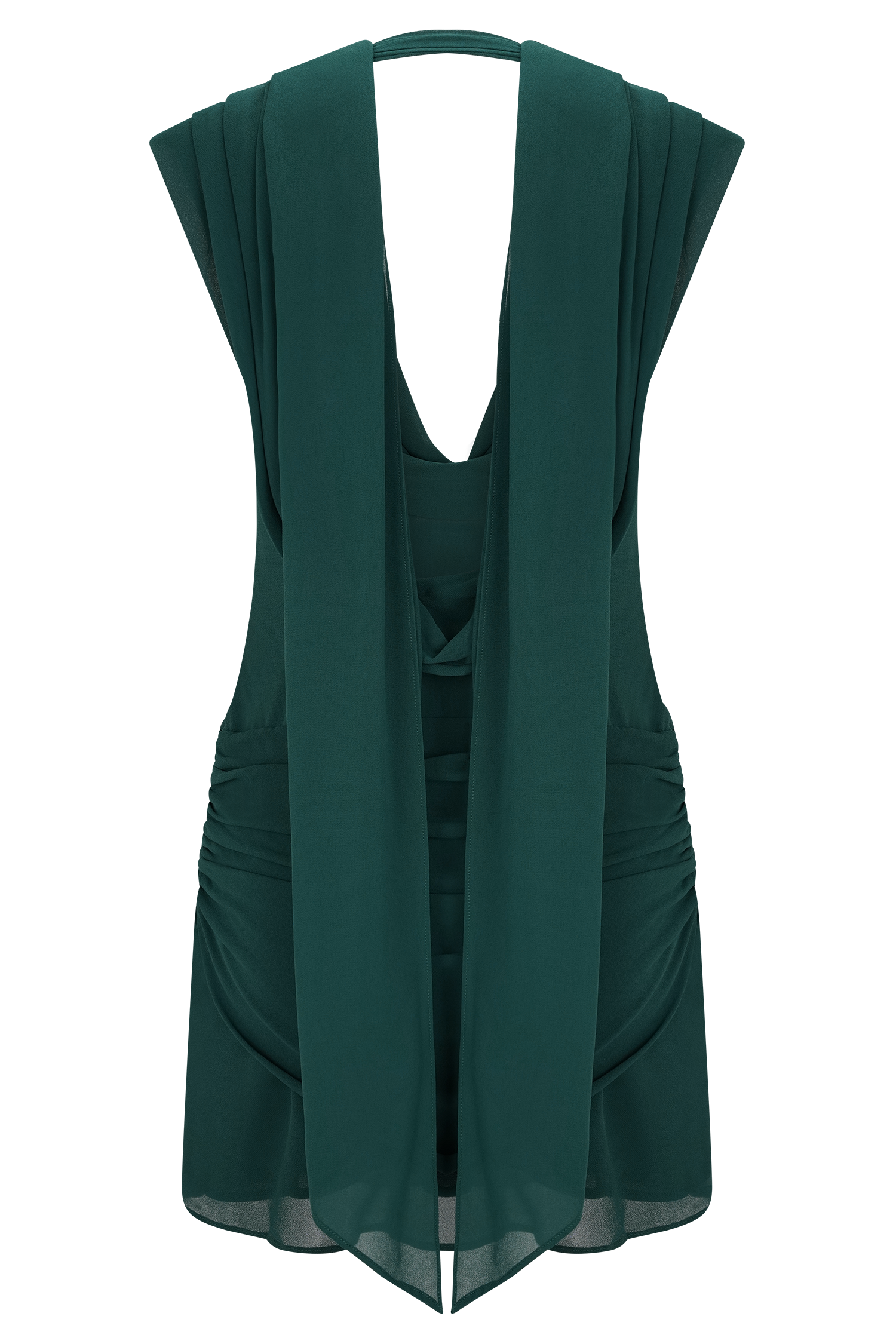 Giulia Chiffon Draped Mini Dress - Dark Emerald - Image 8