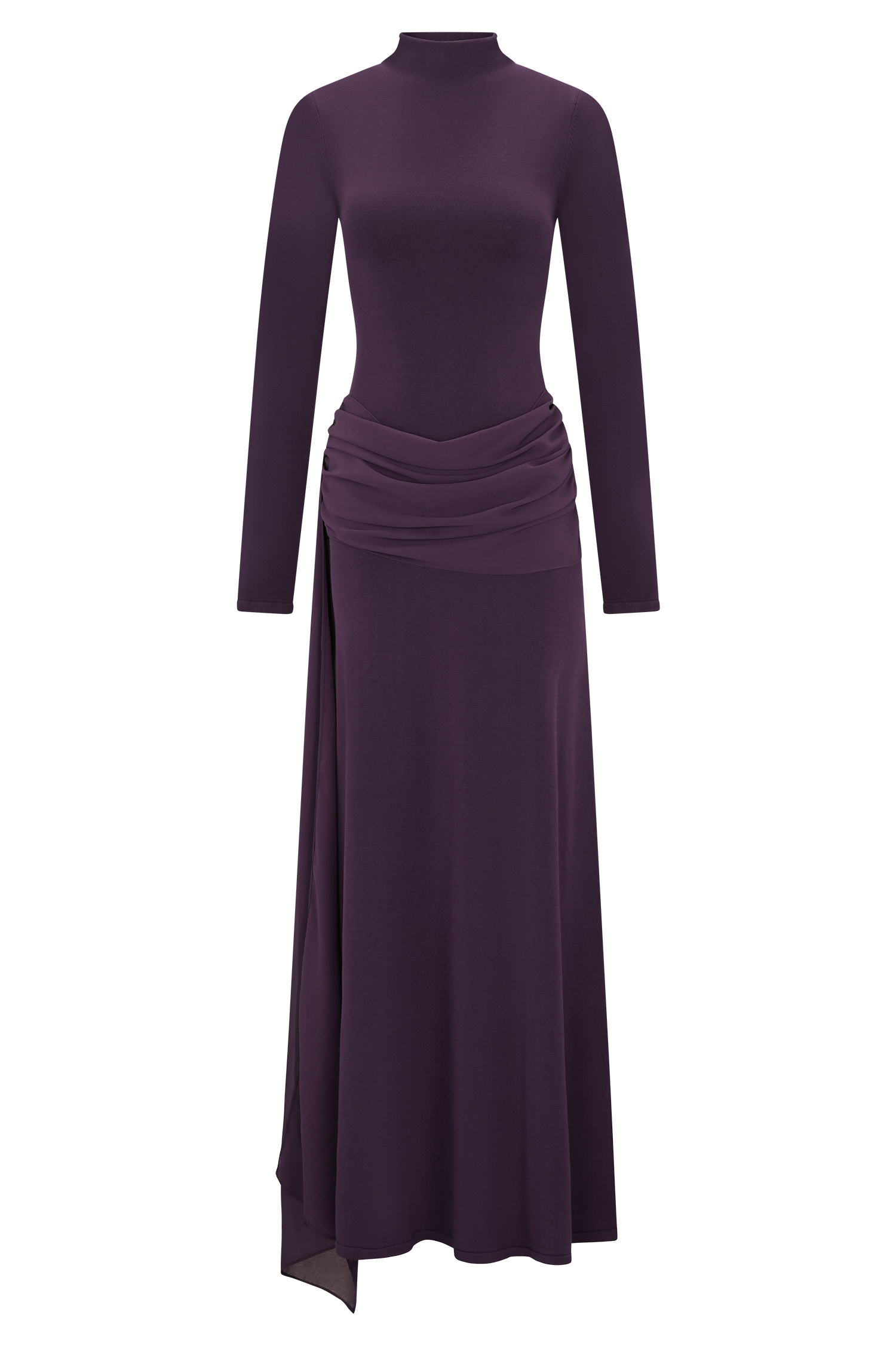 Grayson Knit Chiffon Maxi Dress - Plum - Image 9