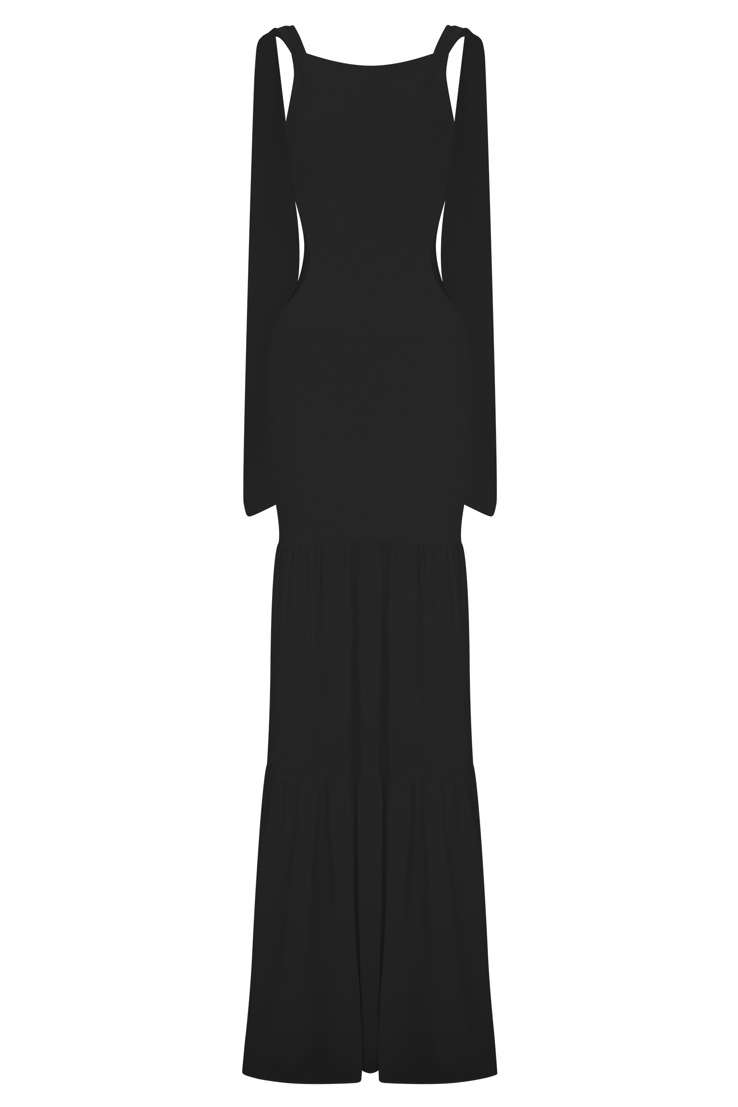 Haille Knit Chiffon Maxi Dress - Black - Image 7