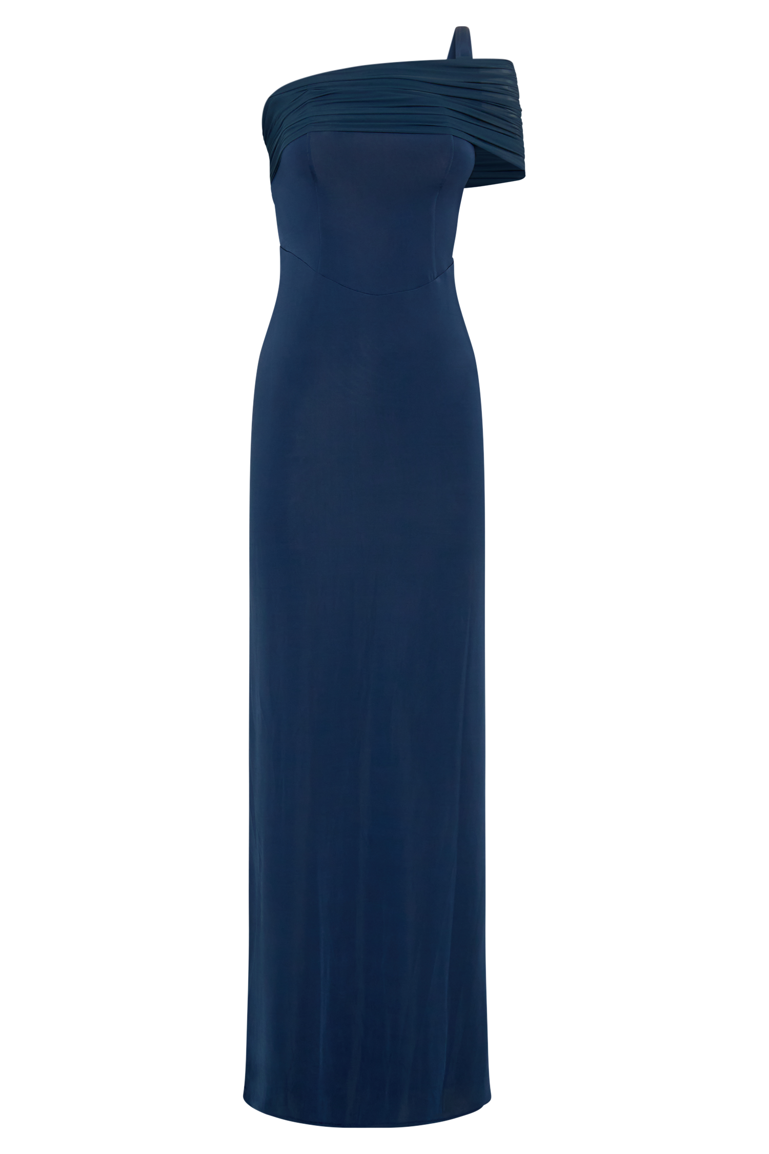 Hanh One Shoulder Mesh Maxi Dress - Ink Blue - Image 12
