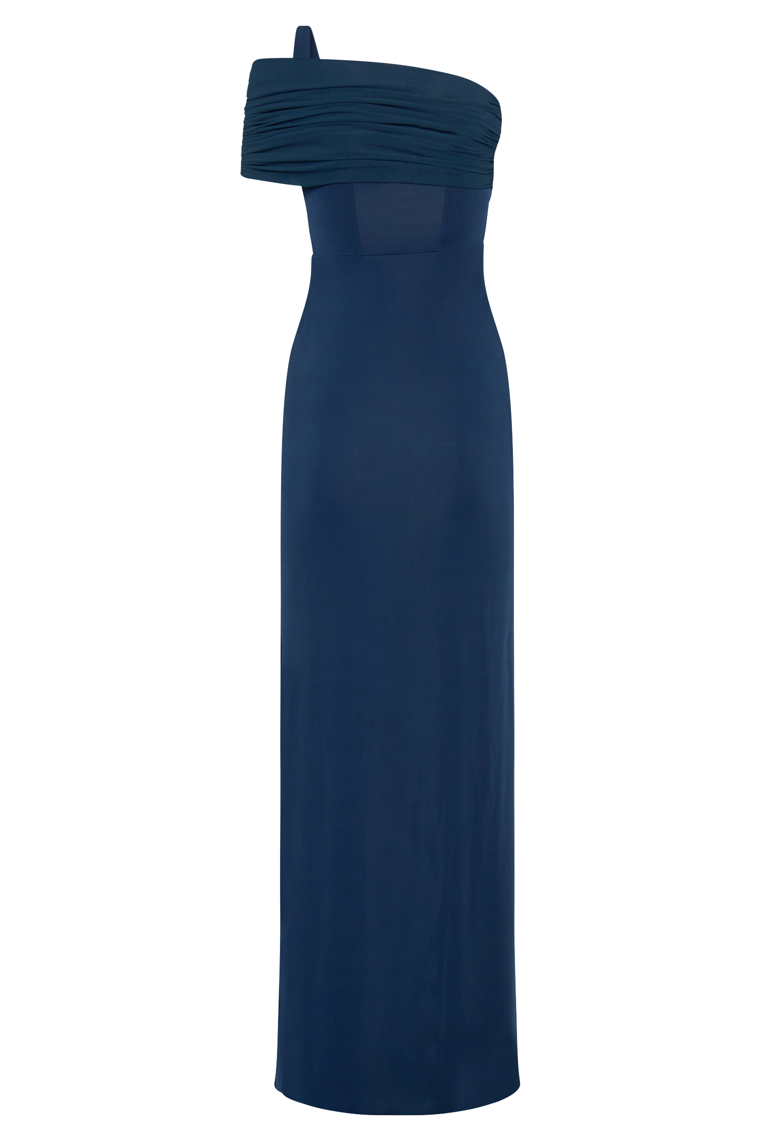 Hanh One Shoulder Mesh Maxi Dress - Ink Blue - Image 11
