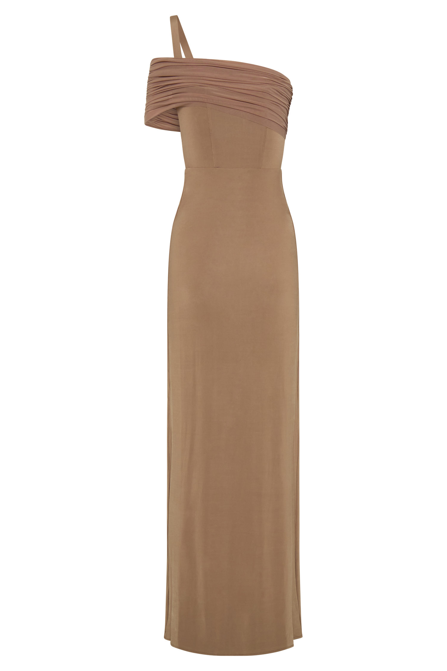Hanh One Shoulder Mesh Maxi Dress - Tan - Image 10