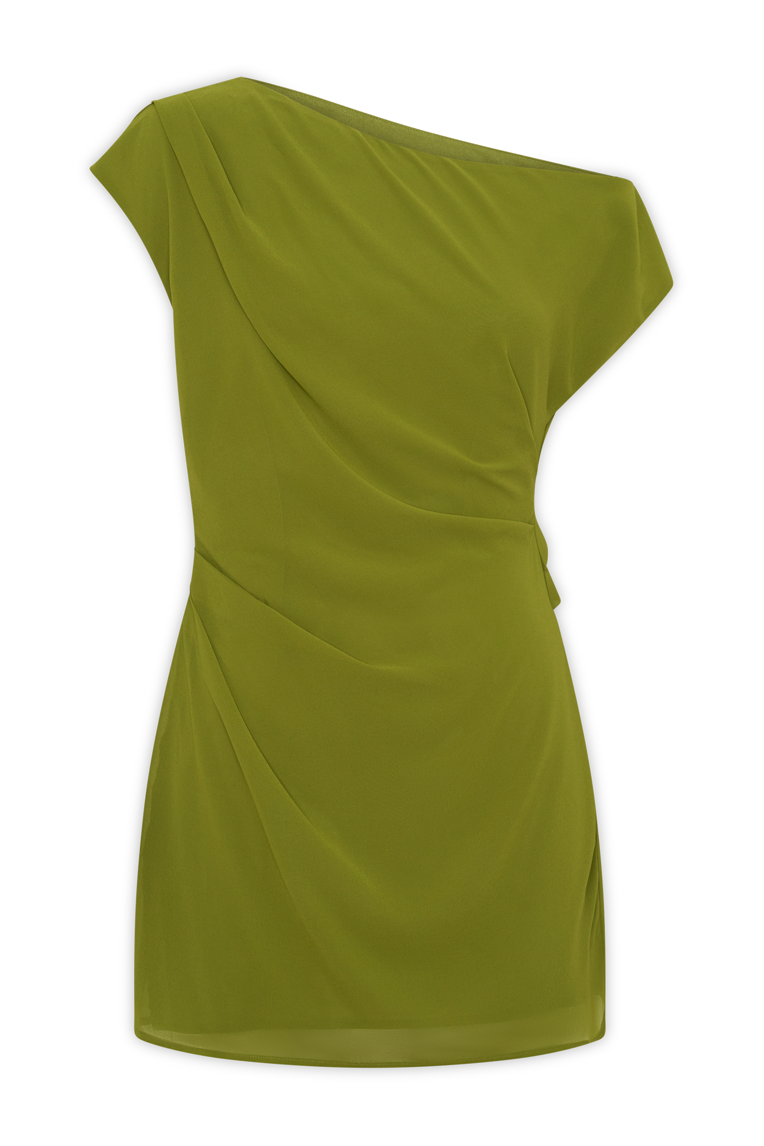 Hannah Asymmetric Neckline Mini Dress - Olive - Image 8
