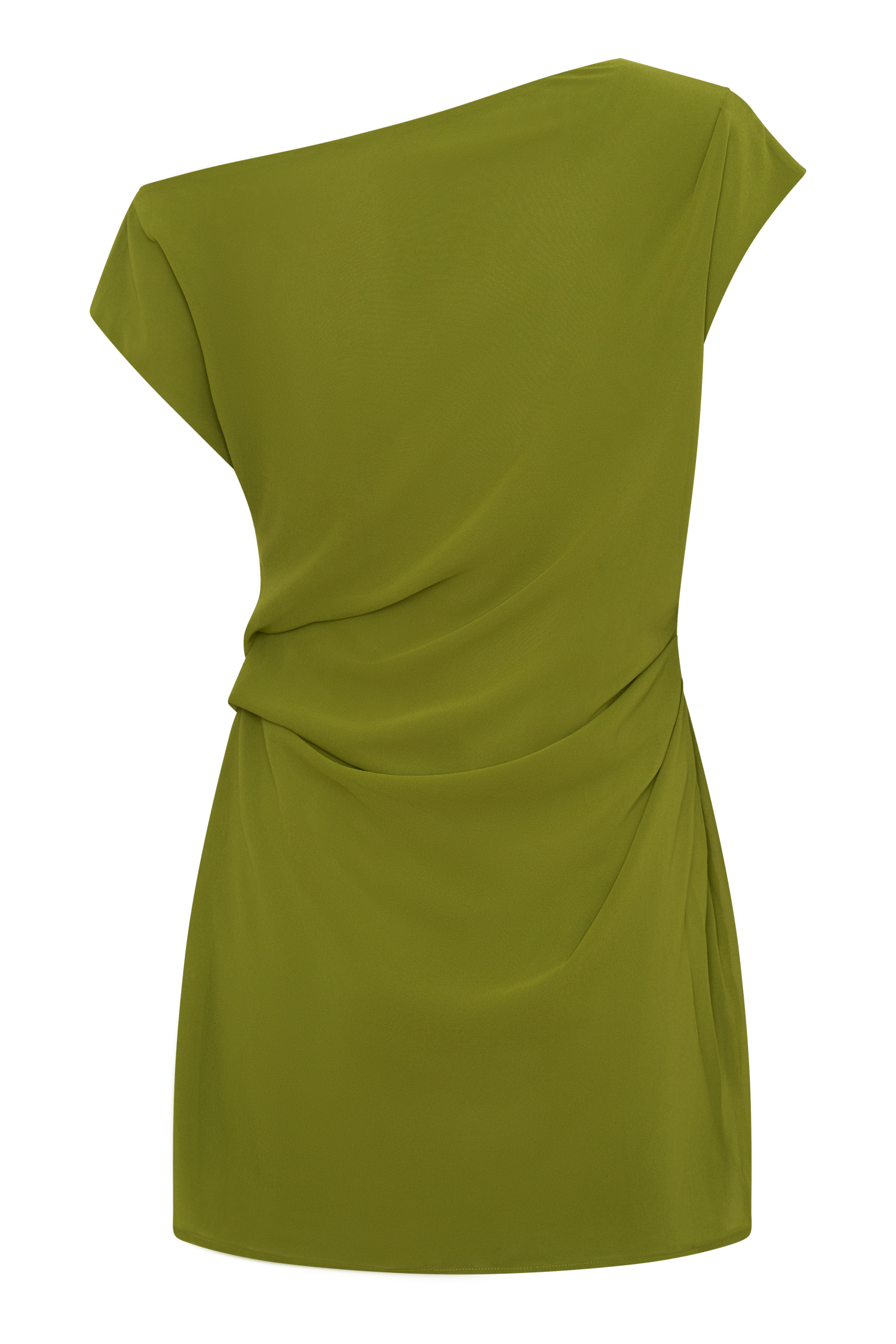 Hannah Asymmetric Neckline Mini Dress - Olive - Image 9