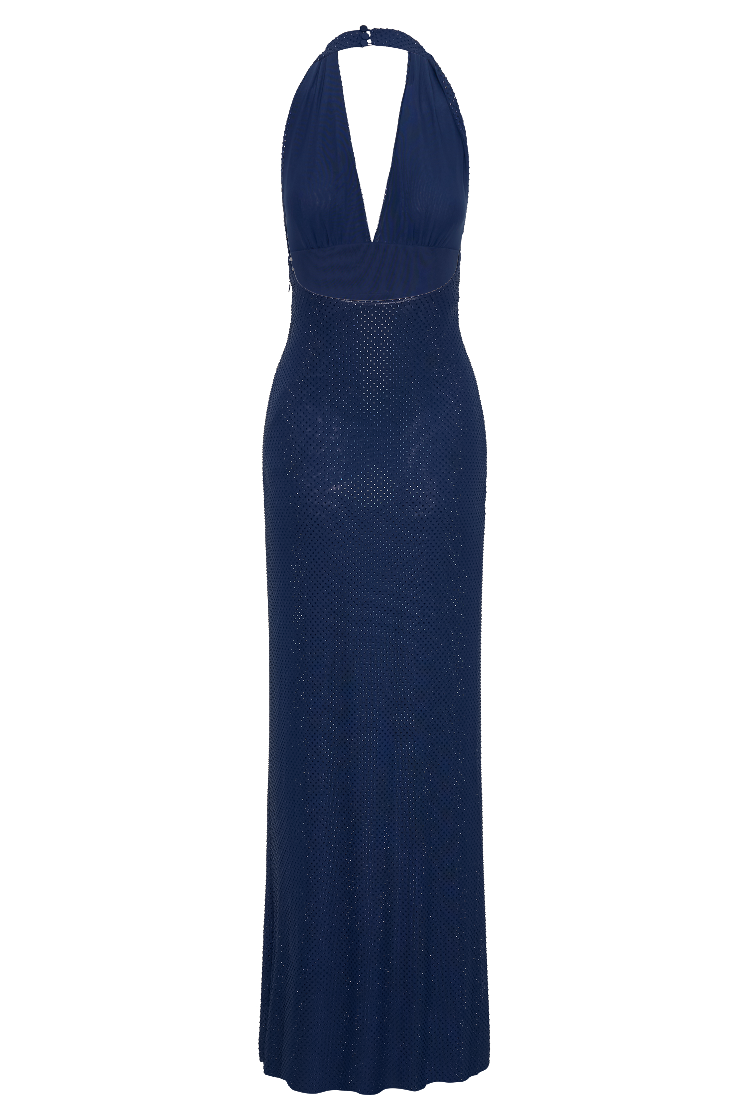 Harriet Halter Neck Diamante Maxi Dress - Navy - Image 10