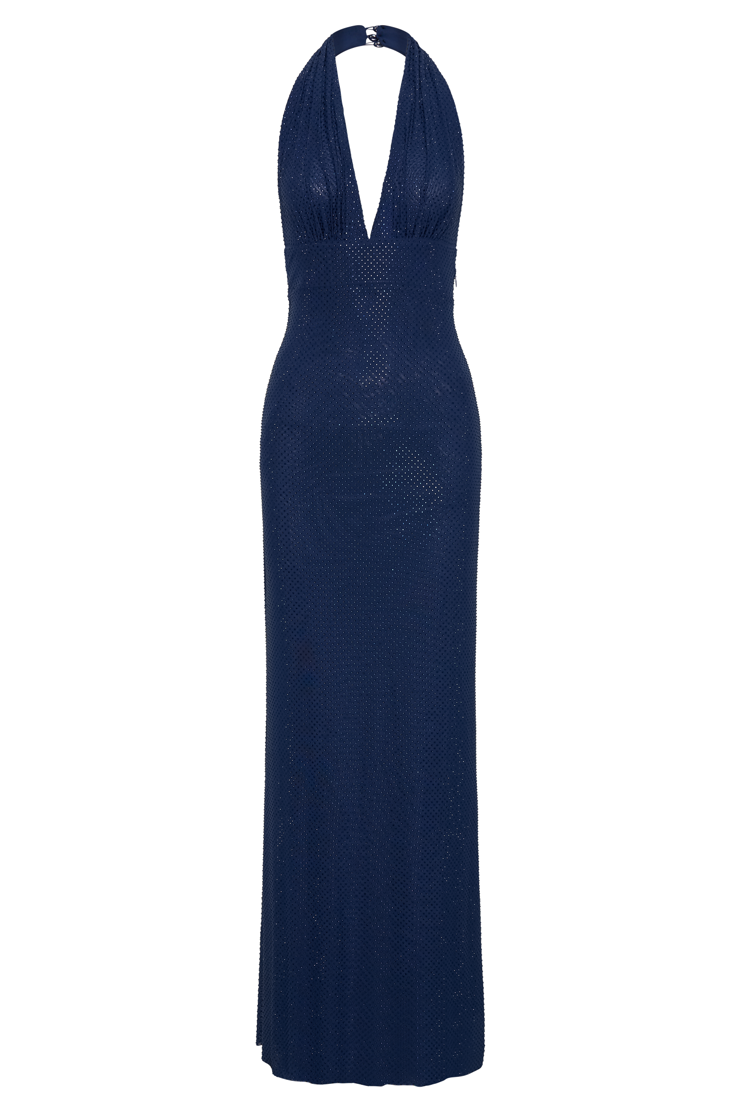 Harriet Halter Neck Diamante Maxi Dress - Navy - Image 11