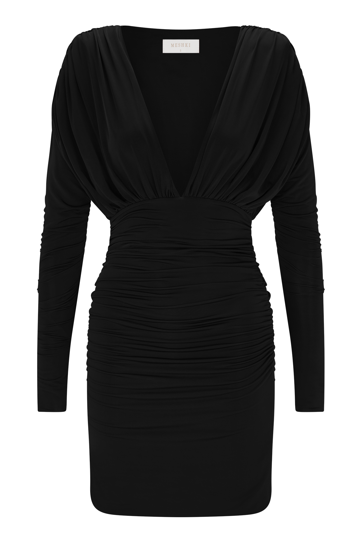 Hayden Long Sleeve Plunge Mini Dress - Black - Image 10