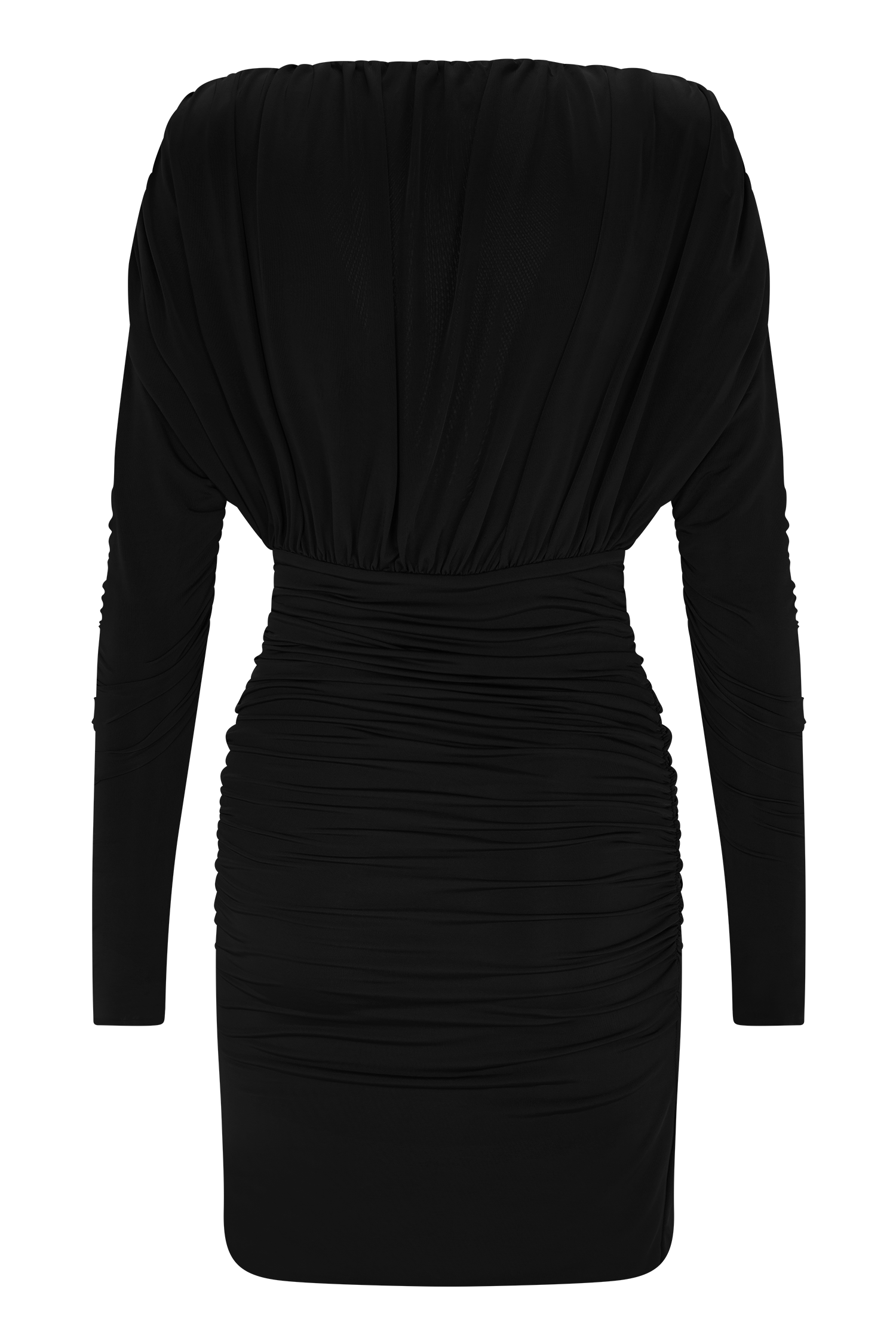 Hayden Long Sleeve Plunge Mini Dress - Black - Image 9
